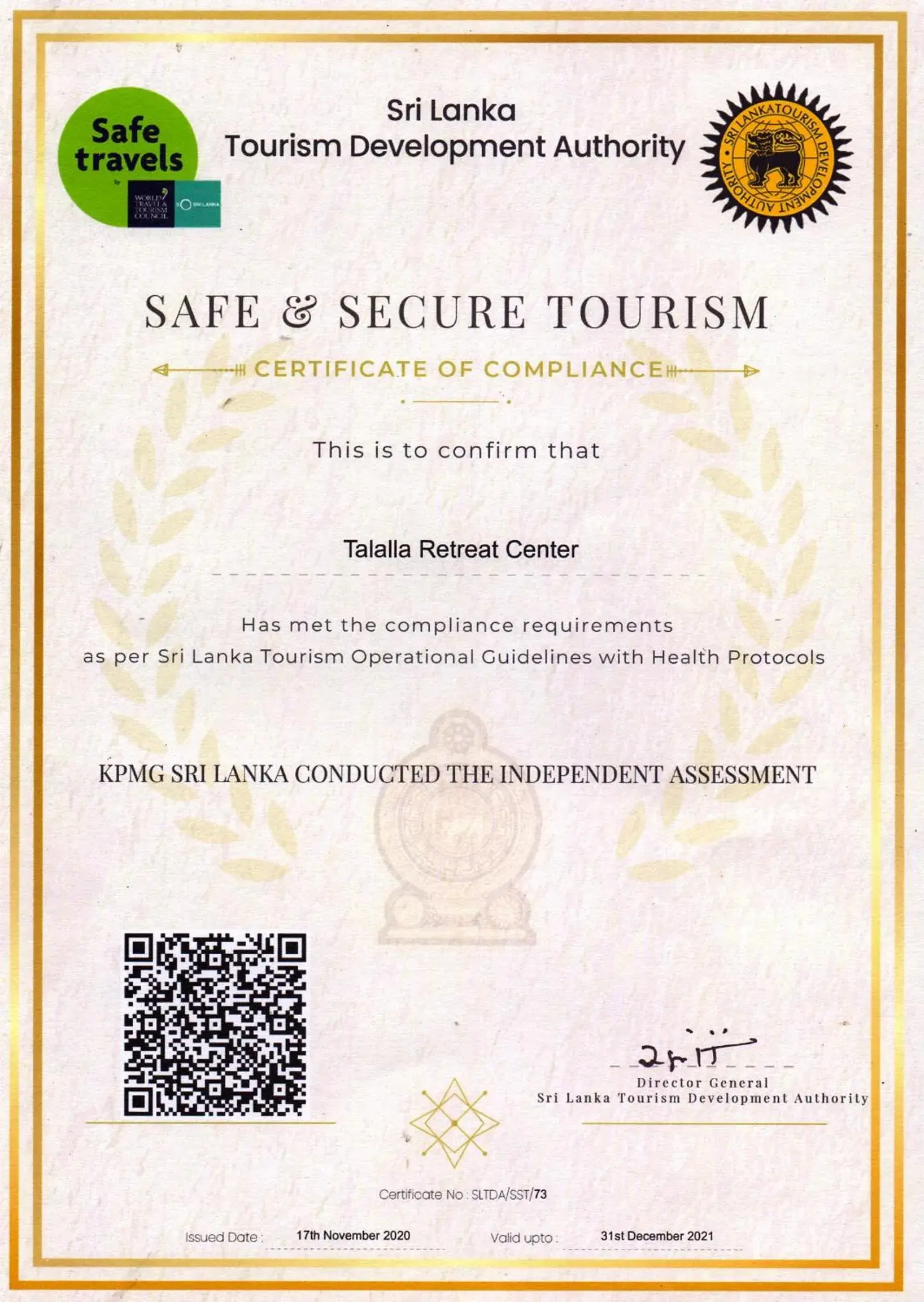 Certificate/Award in Talalla Retreat