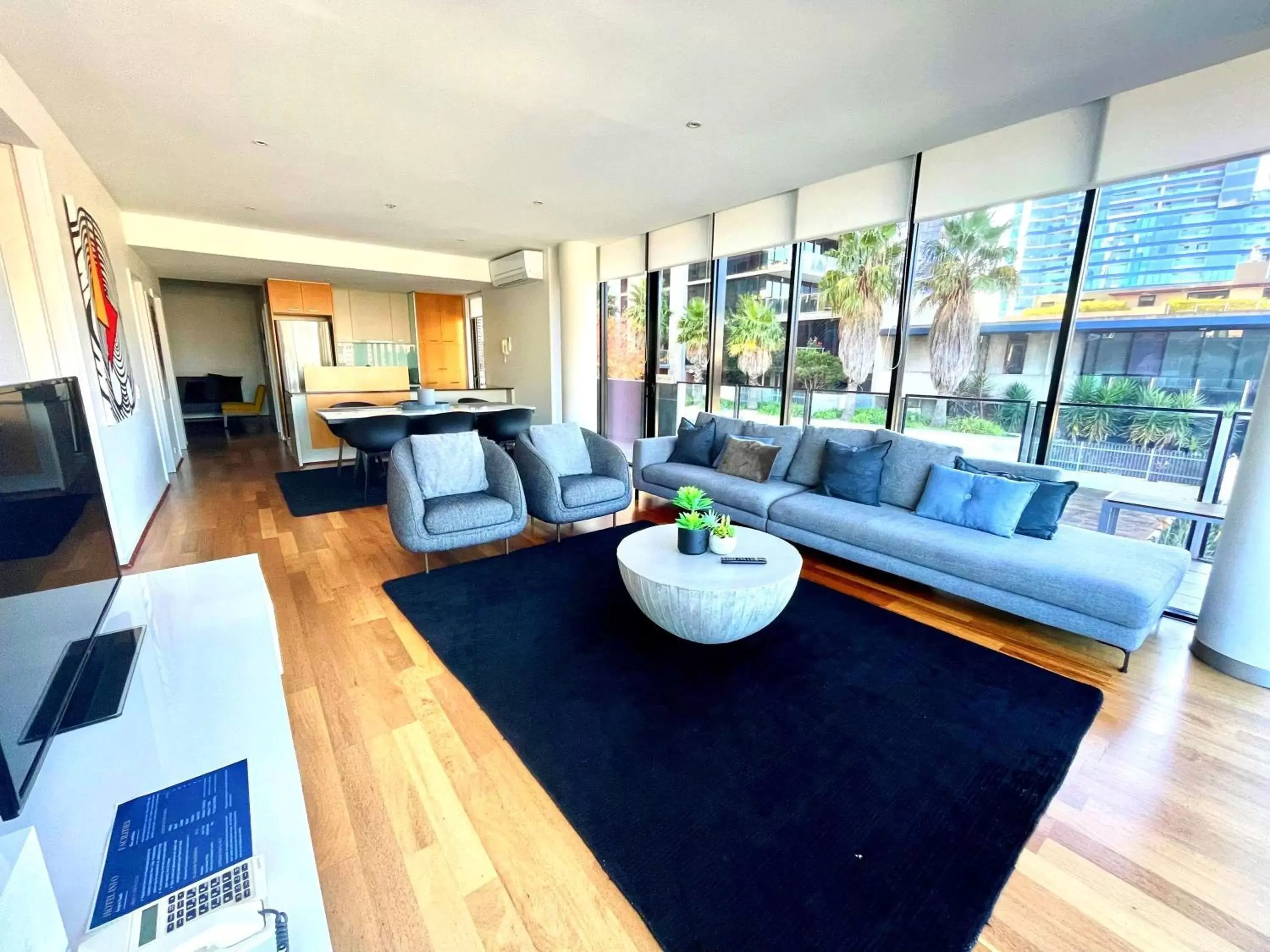 Three-Bedroom, Two Bathroom Apartment with Balcony and Water View in The Sebel Residences Melbourne Docklands Serviced Apartments