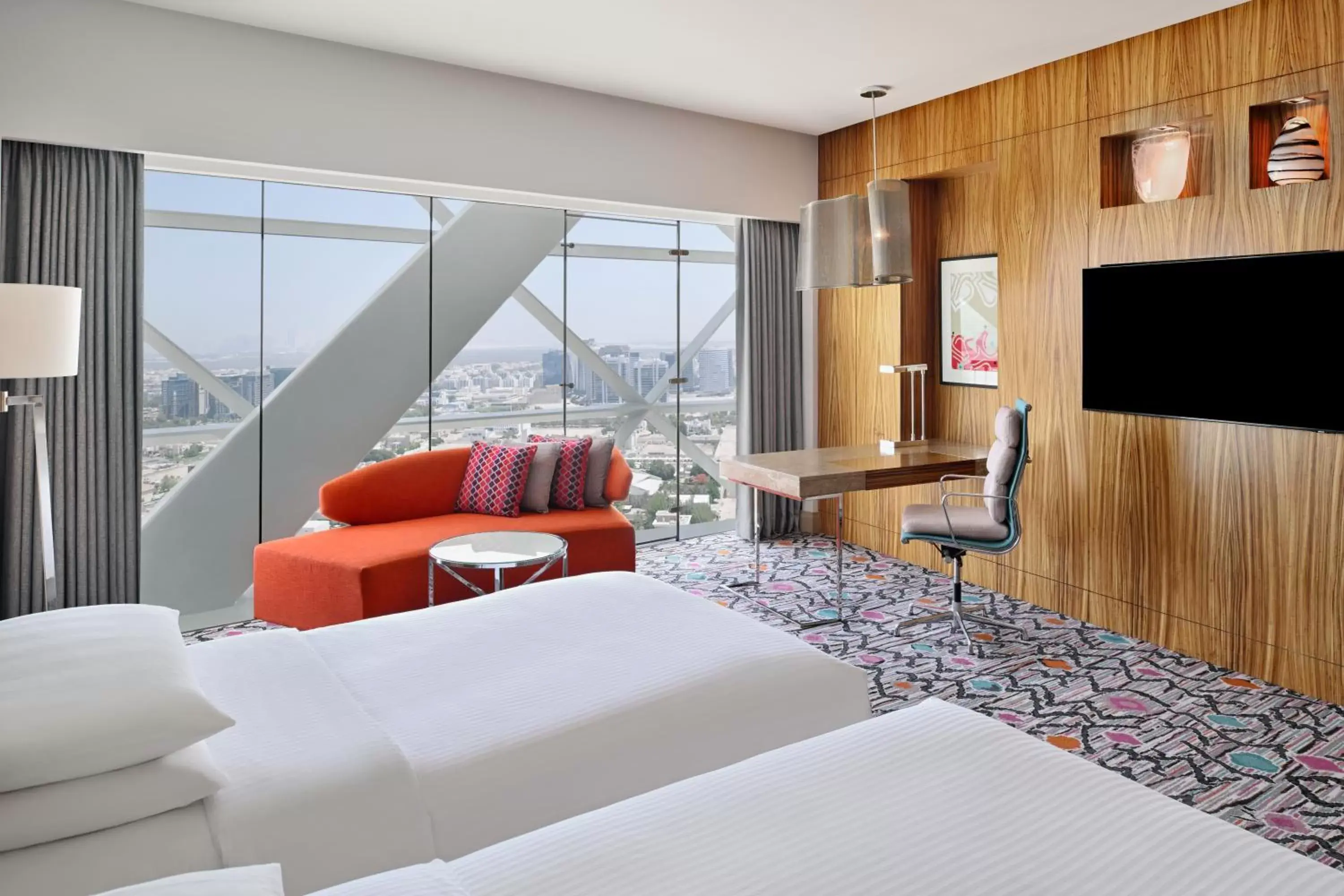 Bedroom, TV/Entertainment Center in Andaz Capital Gate Abu Dhabi - a concept by Hyatt