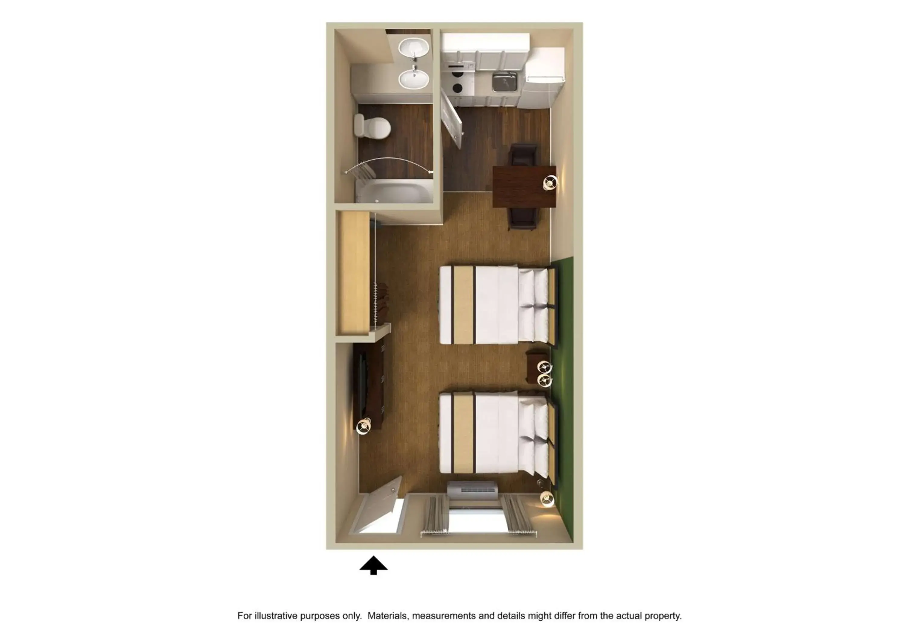 Bedroom, Floor Plan in Extended Stay America Suites - Seattle - Southcenter