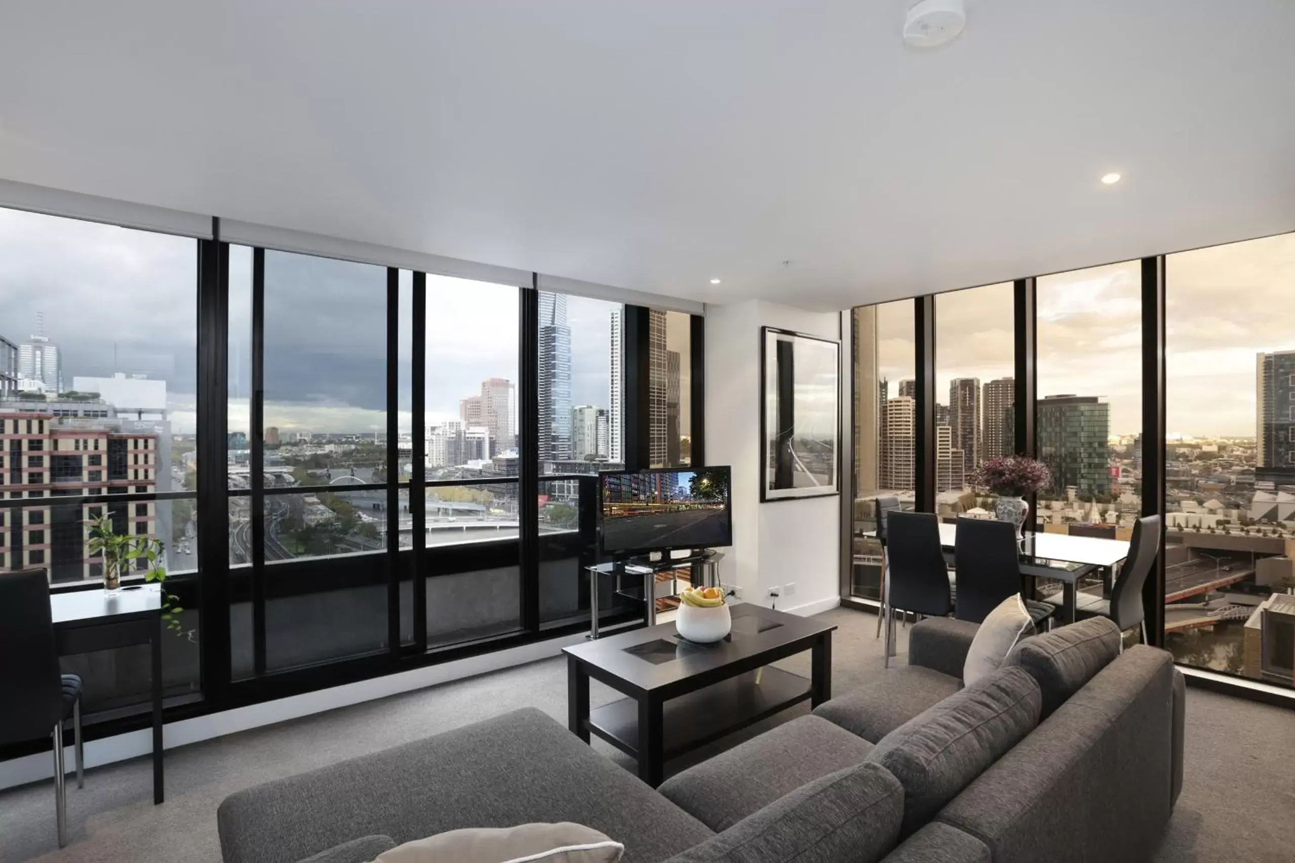 Living room in Aura on Flinders Serviced Apartments