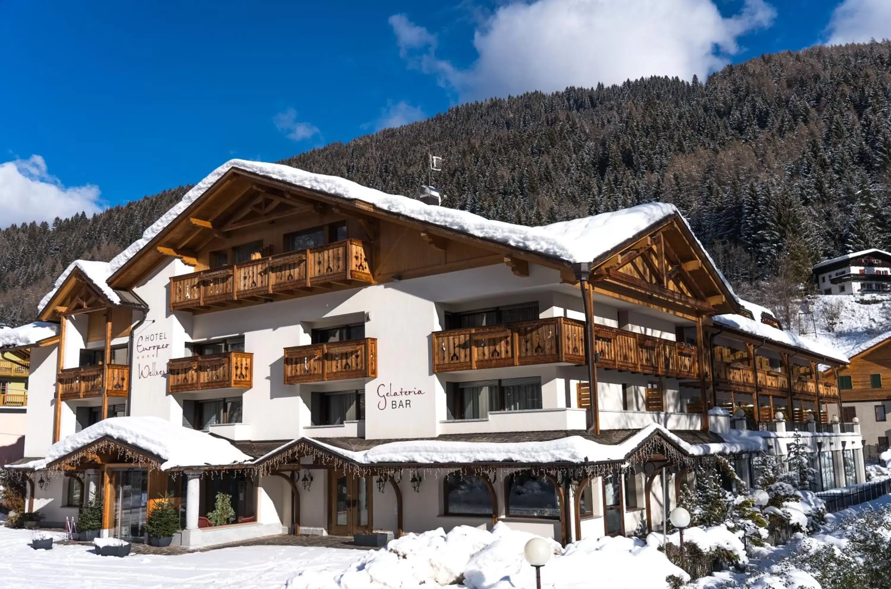 Property building, Winter in Hotel Europeo Alpine Charme & Wellness