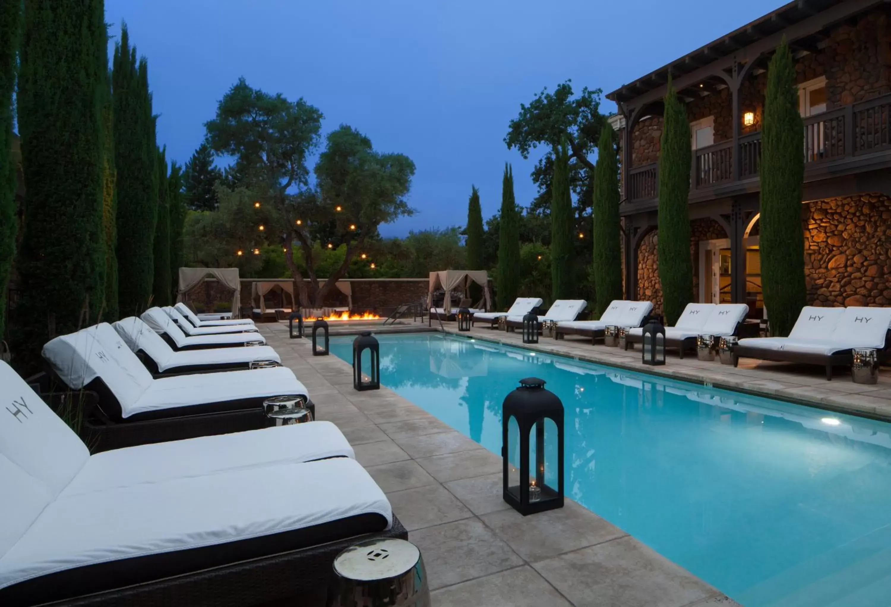 Night, Swimming Pool in Hotel Yountville