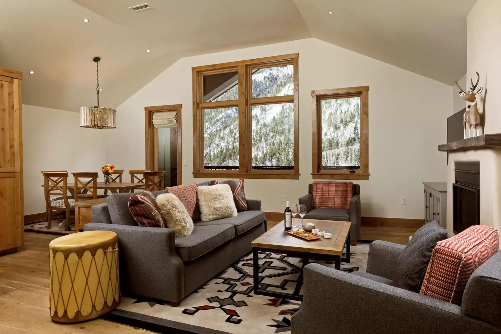 Living room, Seating Area in The Blake at Taos Ski Valley