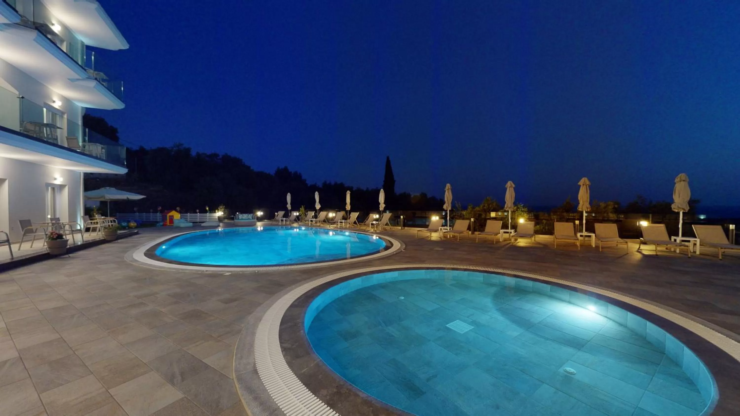 Night, Swimming Pool in Golden Lion Parga