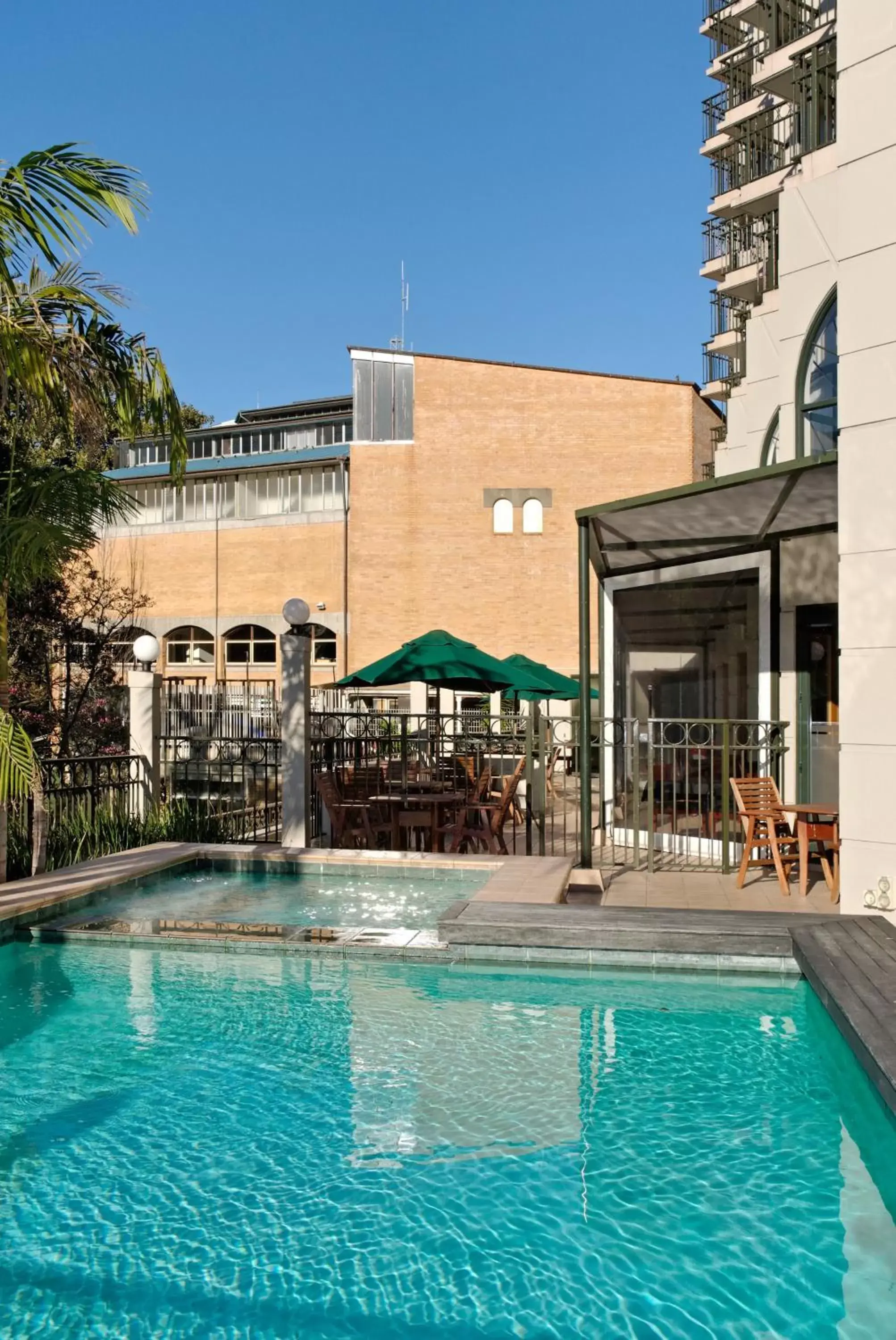 Balcony/Terrace, Swimming Pool in Parkside Hotel & Apartments