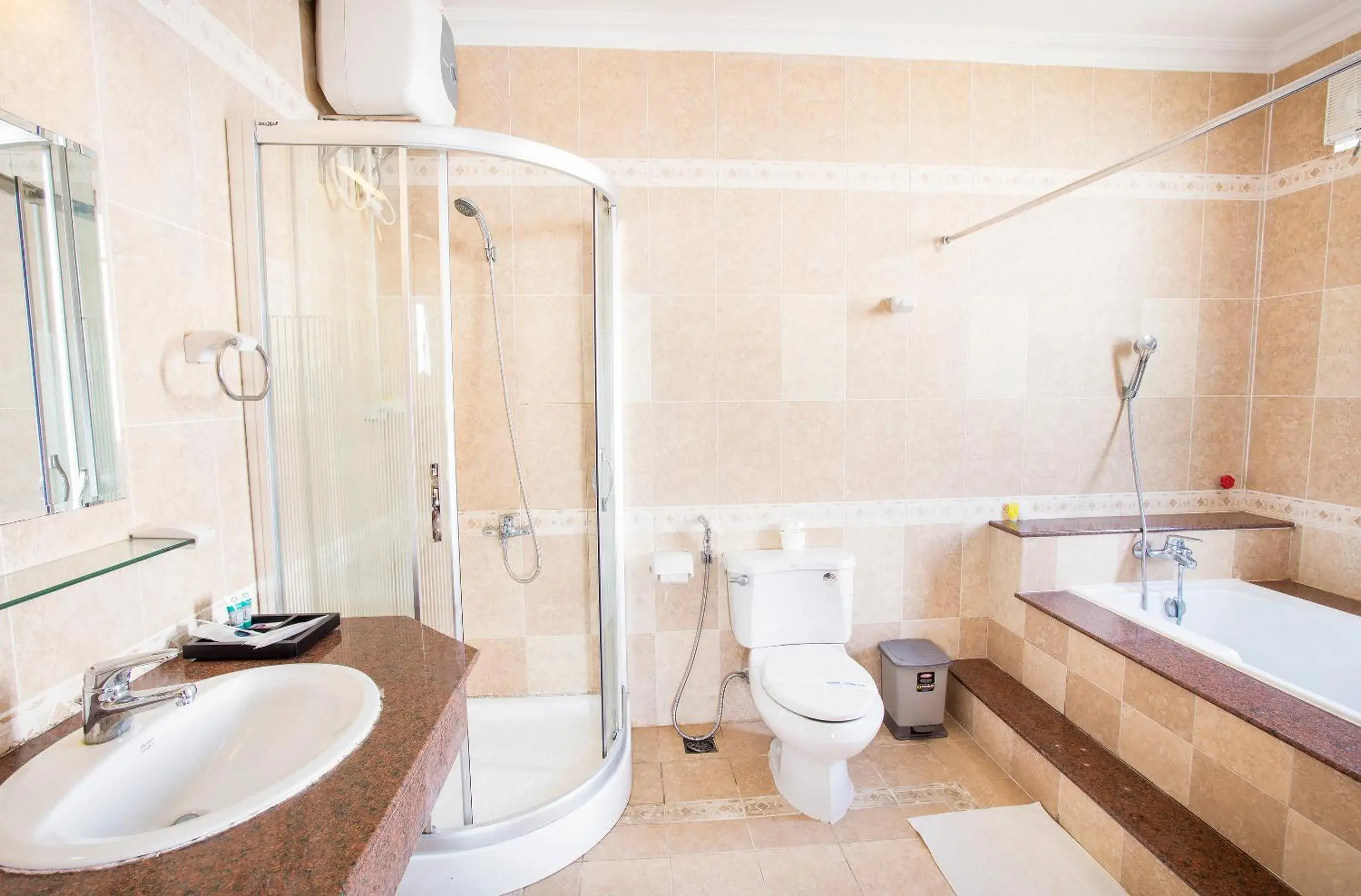 Shower, Bathroom in Beachfront Hotel