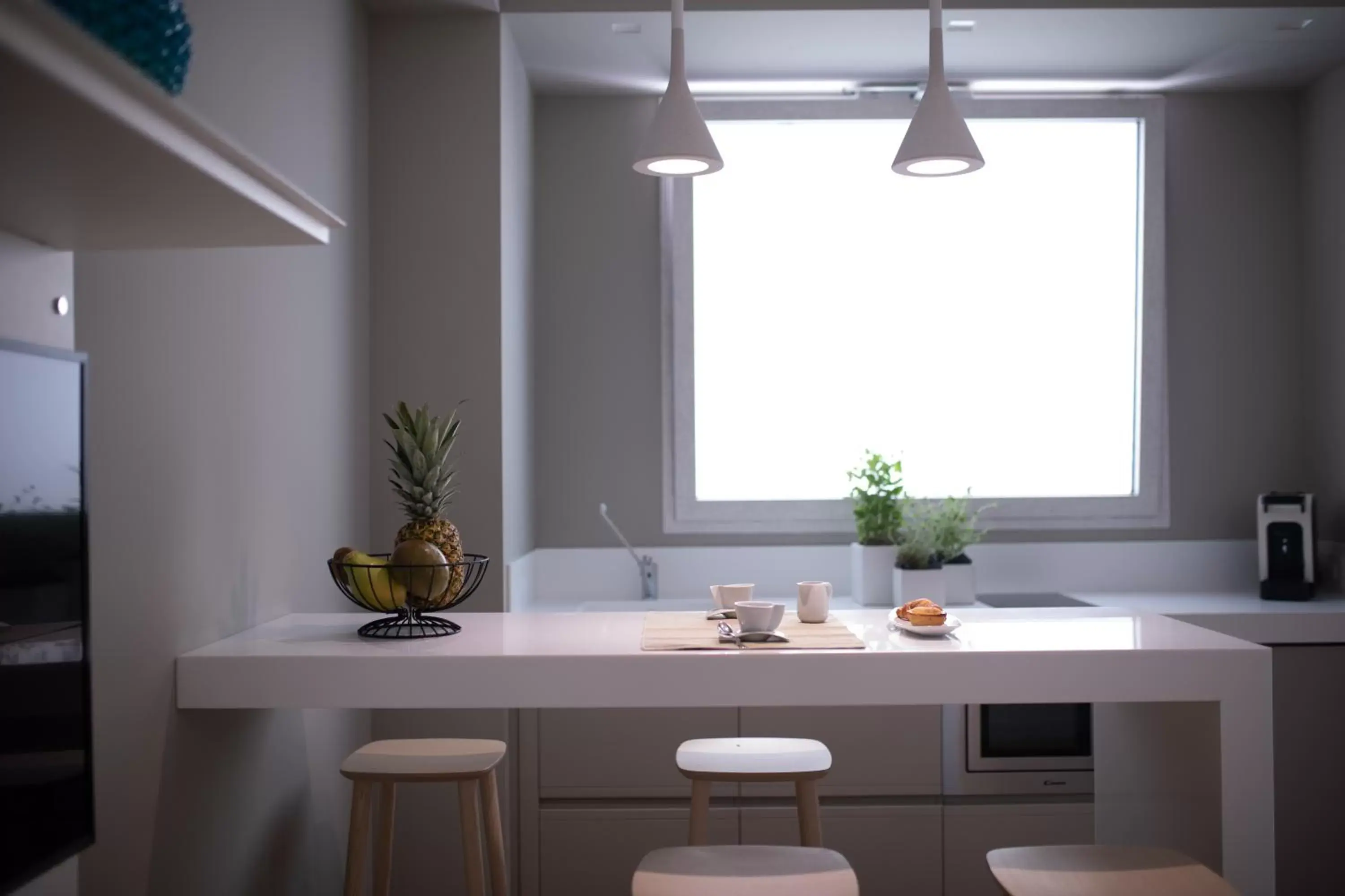 Kitchen or kitchenette, Bathroom in Callistos Hotel & Spa