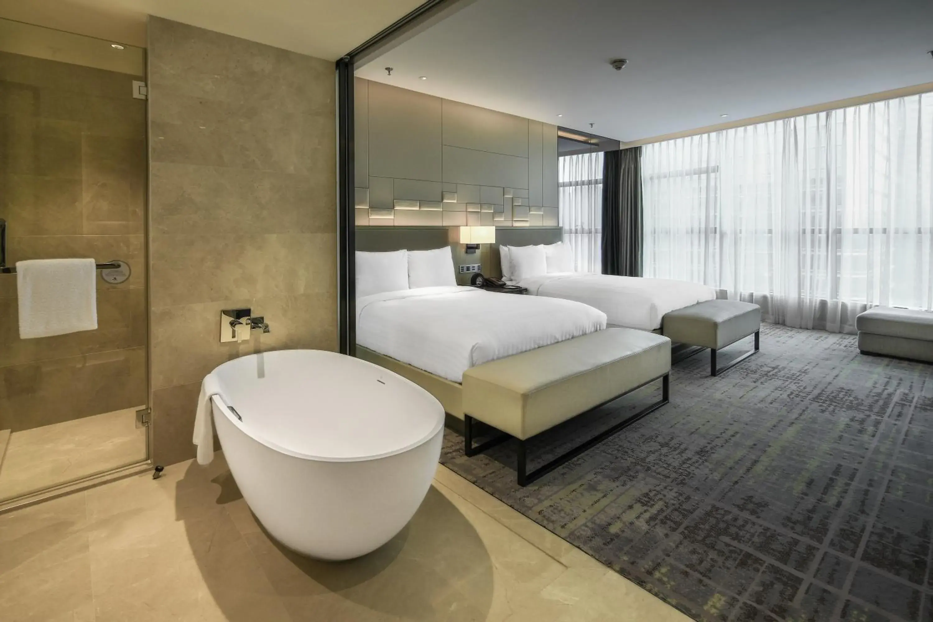 Bed, Bathroom in Chengdu Marriott Hotel Financial Centre