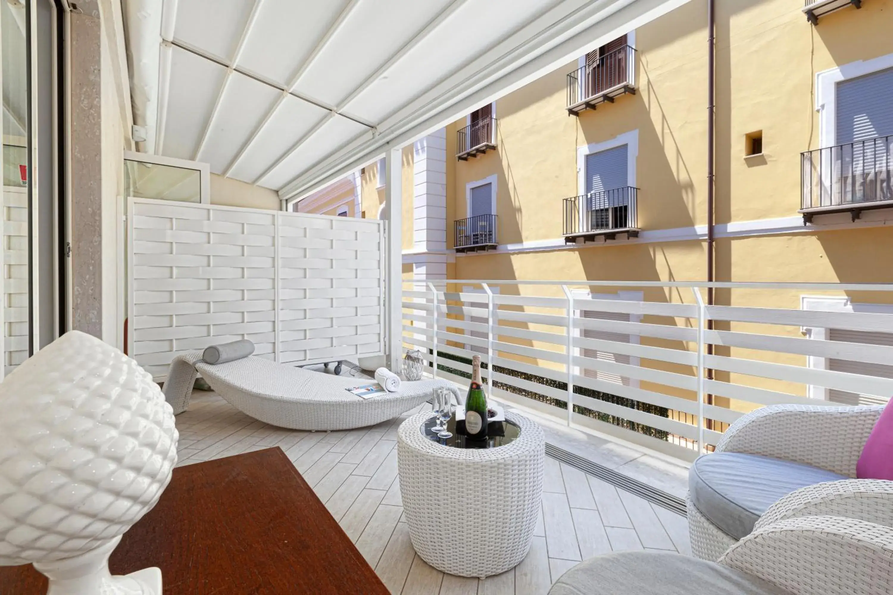 Balcony/Terrace, Bathroom in Tasso Suites