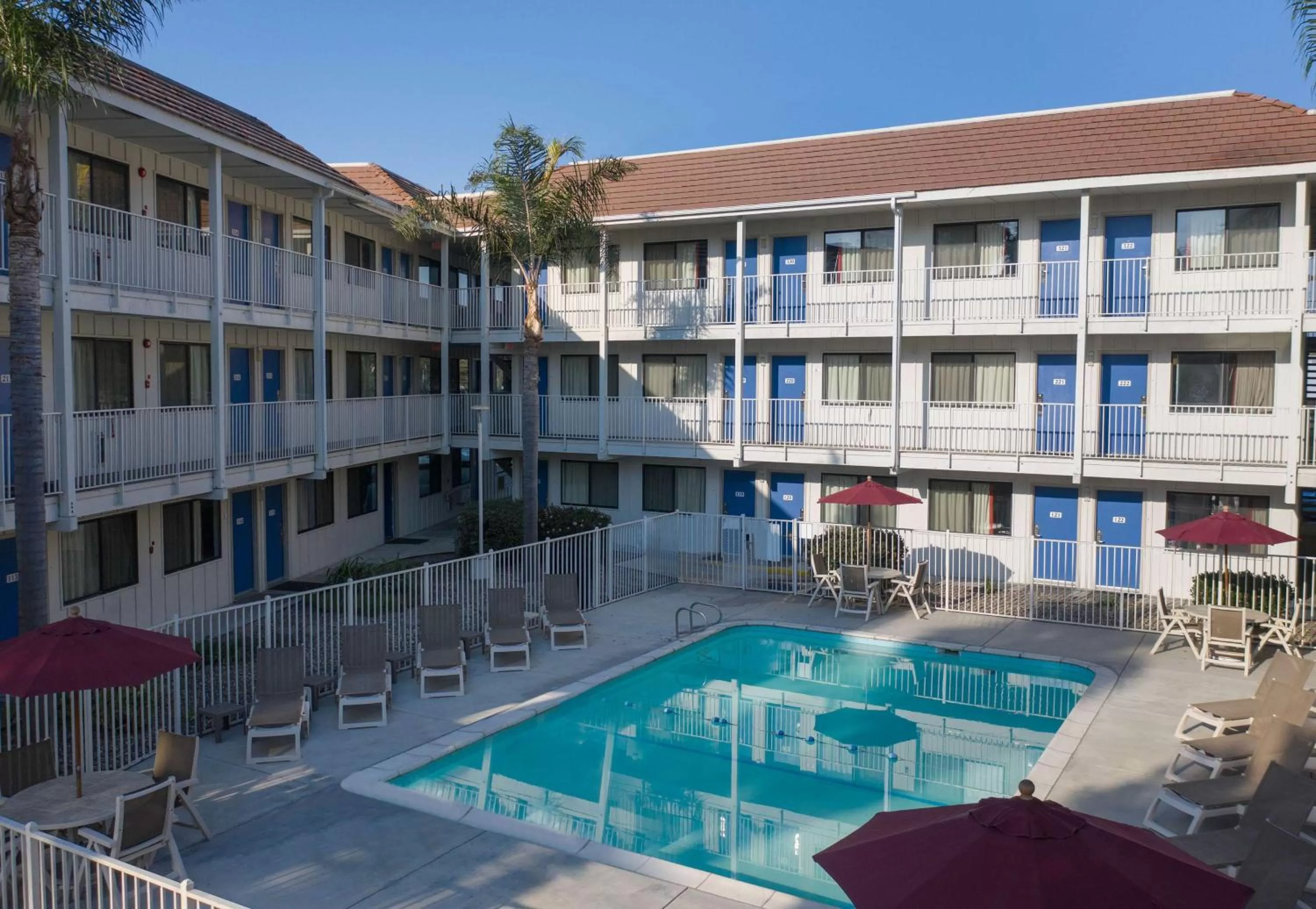 Pool view in Motel 6-Carpinteria, CA - Santa Barbara - North