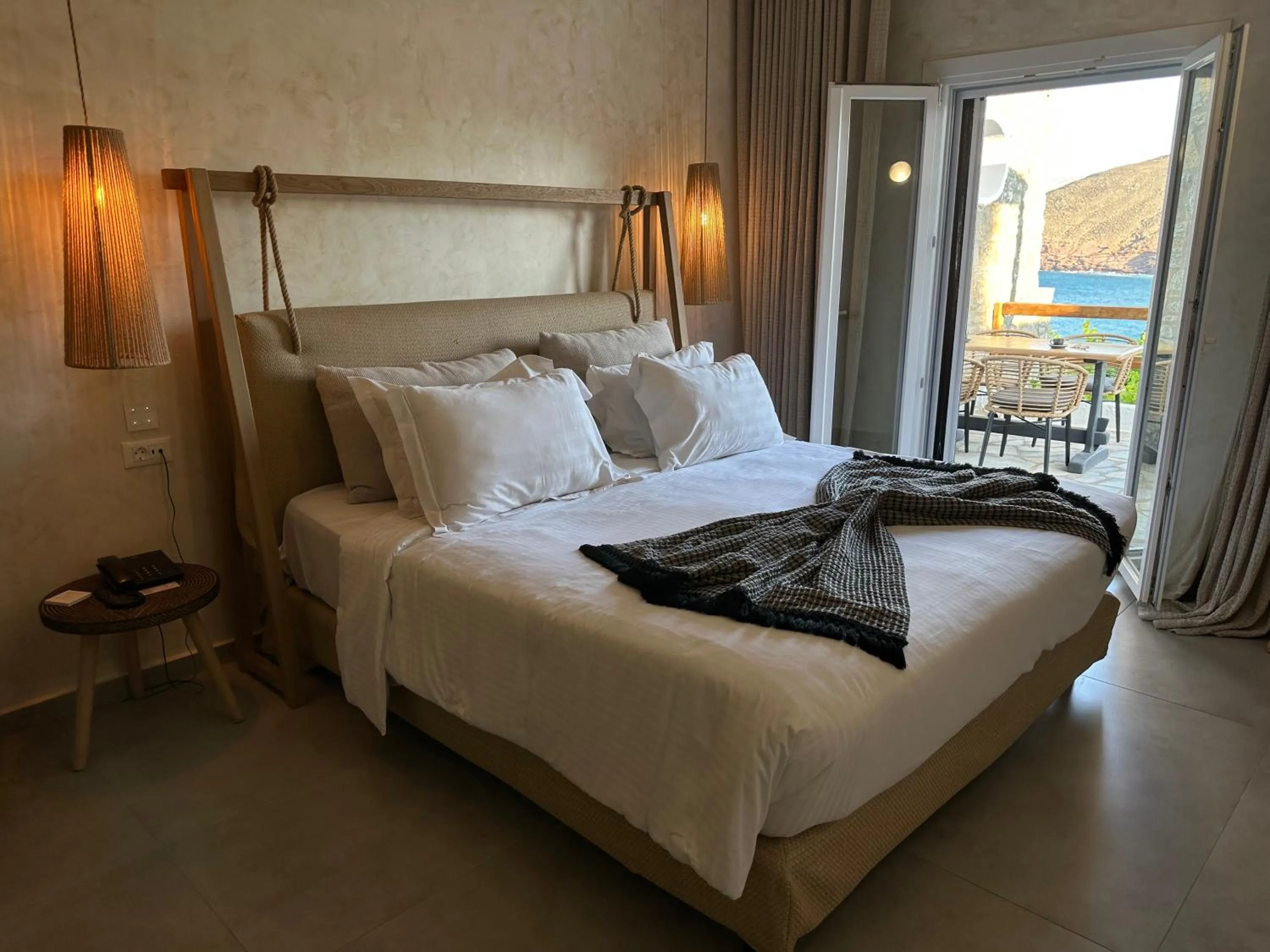 Bed in Panormos Village Hotel