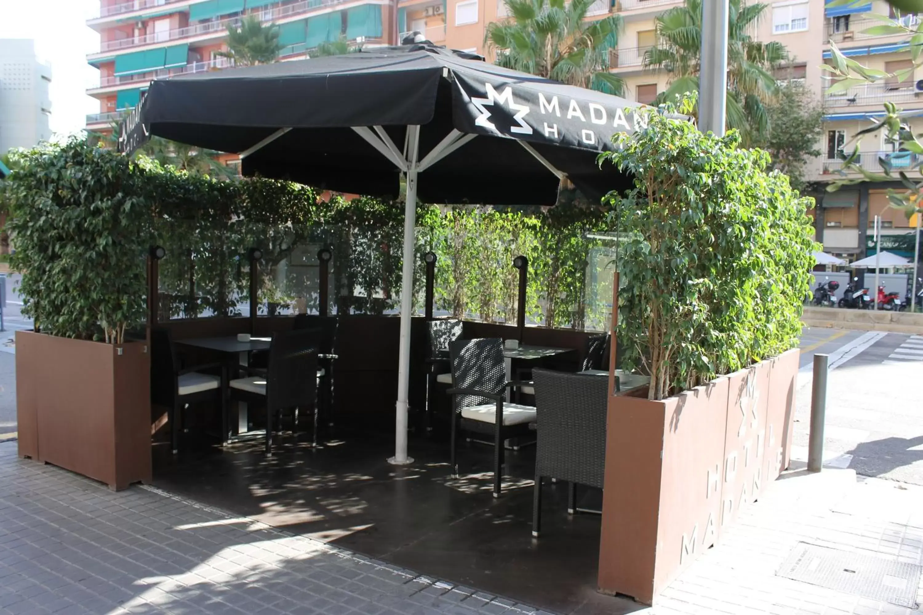 Patio, BBQ Facilities in Hotel Madanis