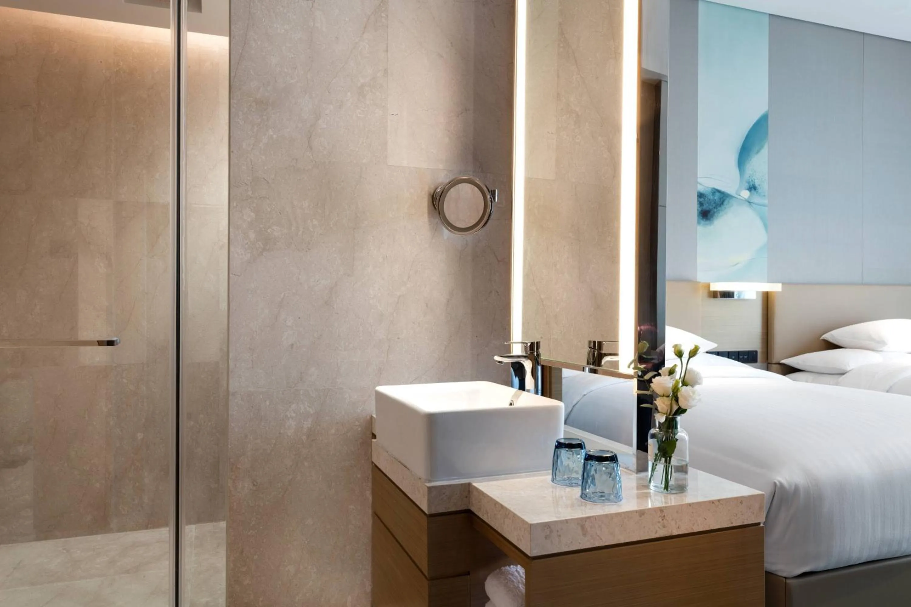 Bathroom, Bed in Courtyard by Marriott Shunde Longjiang, Near Furniture Fair