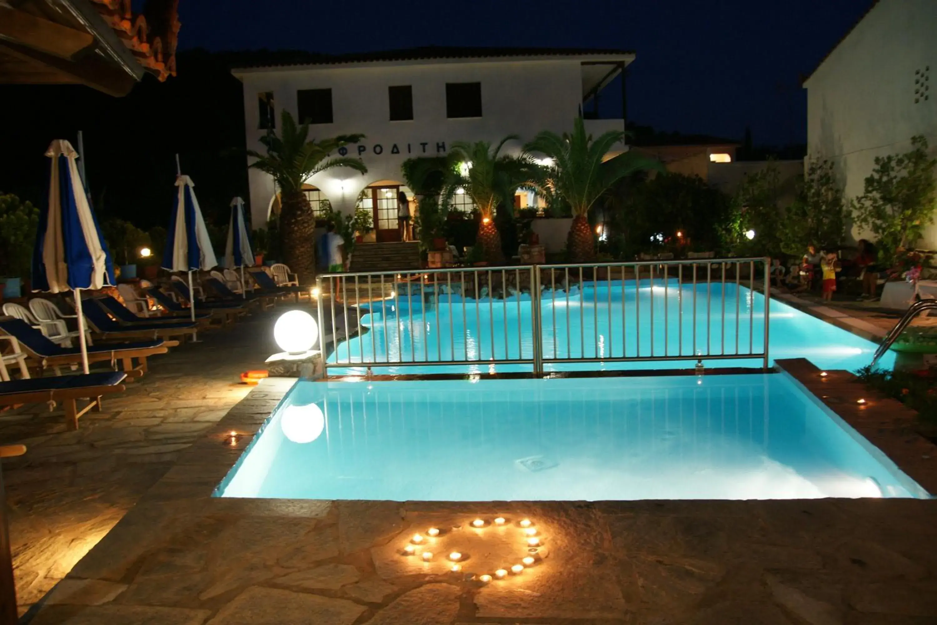 Night, Swimming Pool in Afroditi