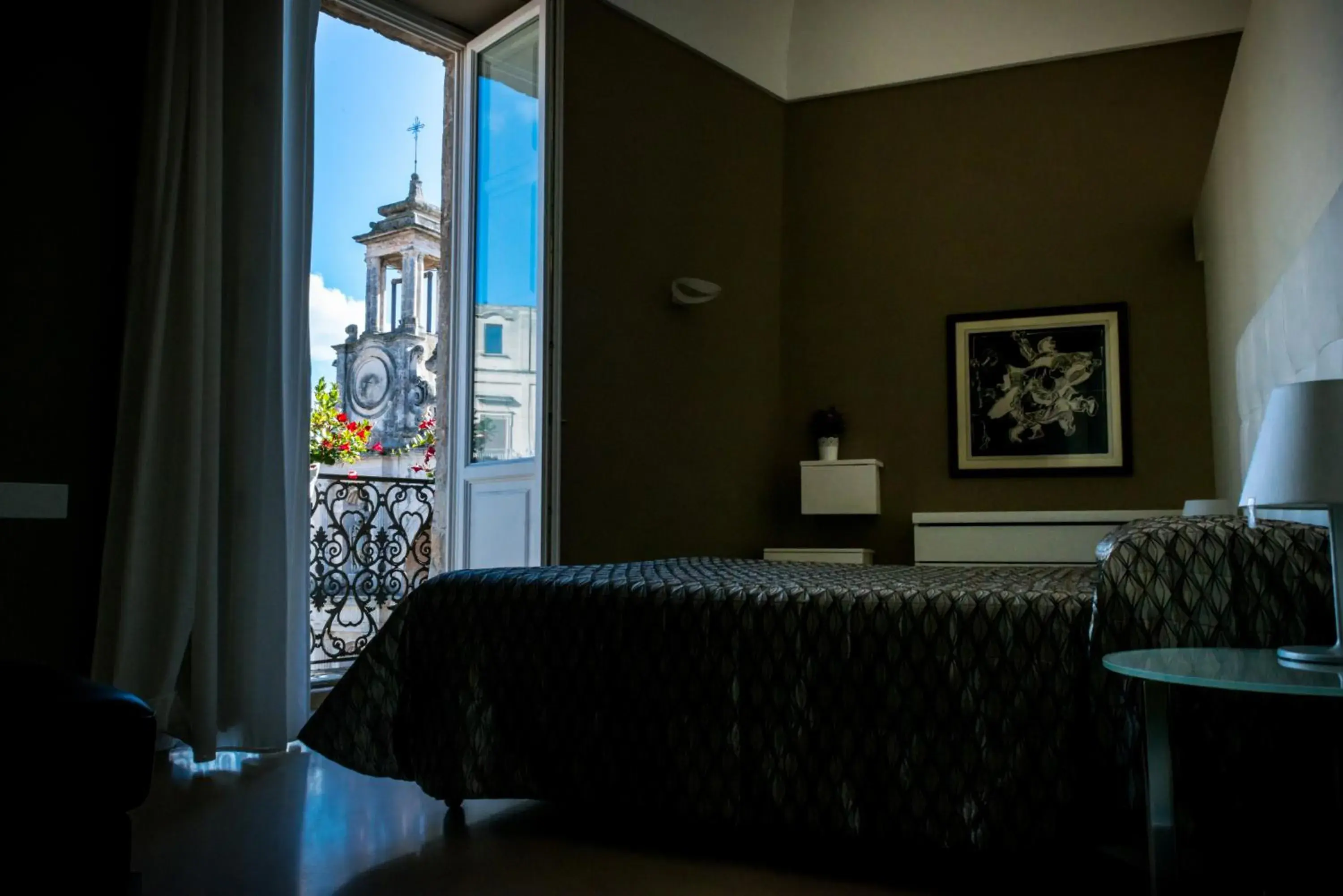 Balcony/Terrace, Bed in Albergo Del Sedile