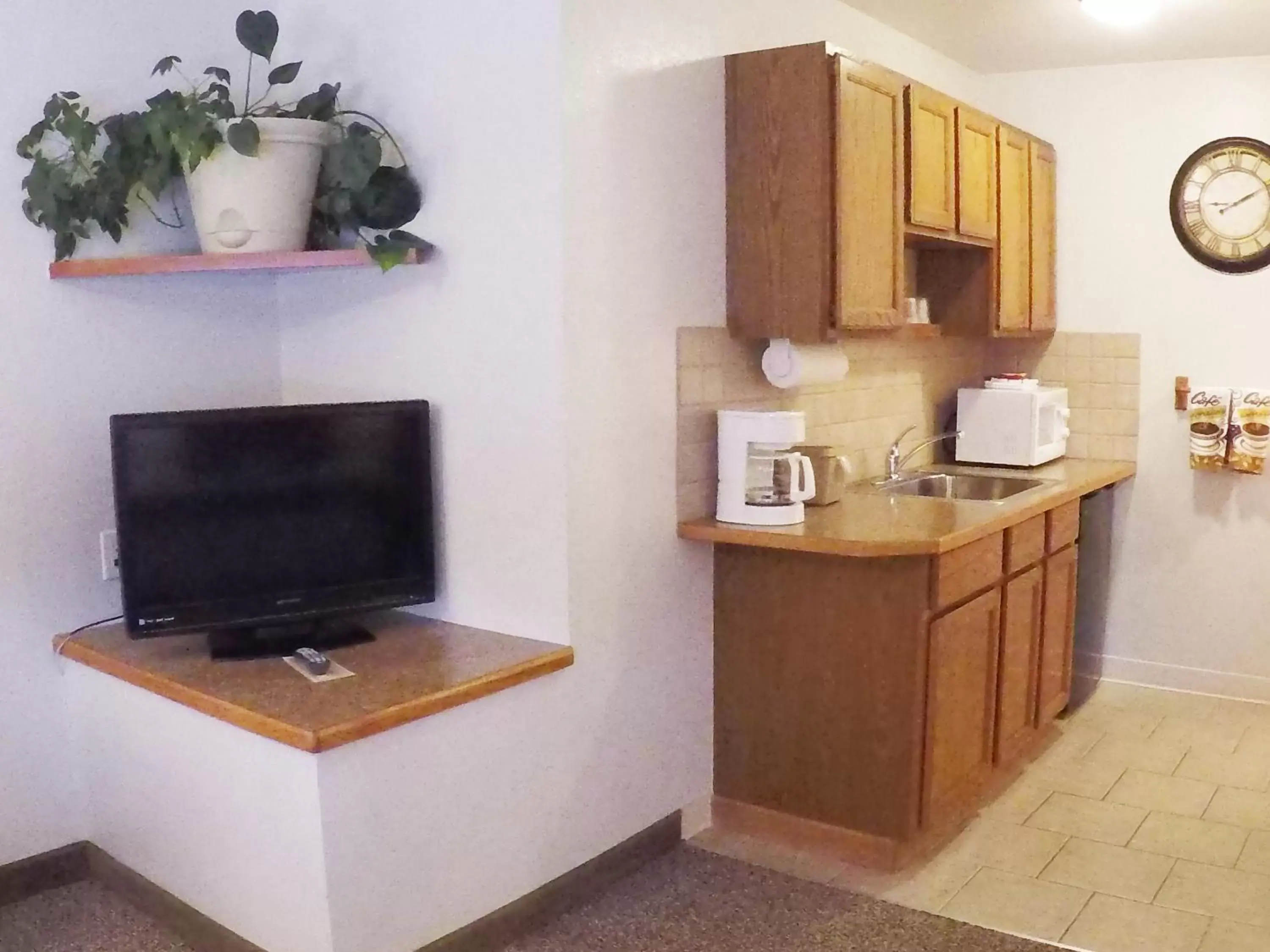 Kitchen or kitchenette, TV/Entertainment Center in Mountain View Lodge