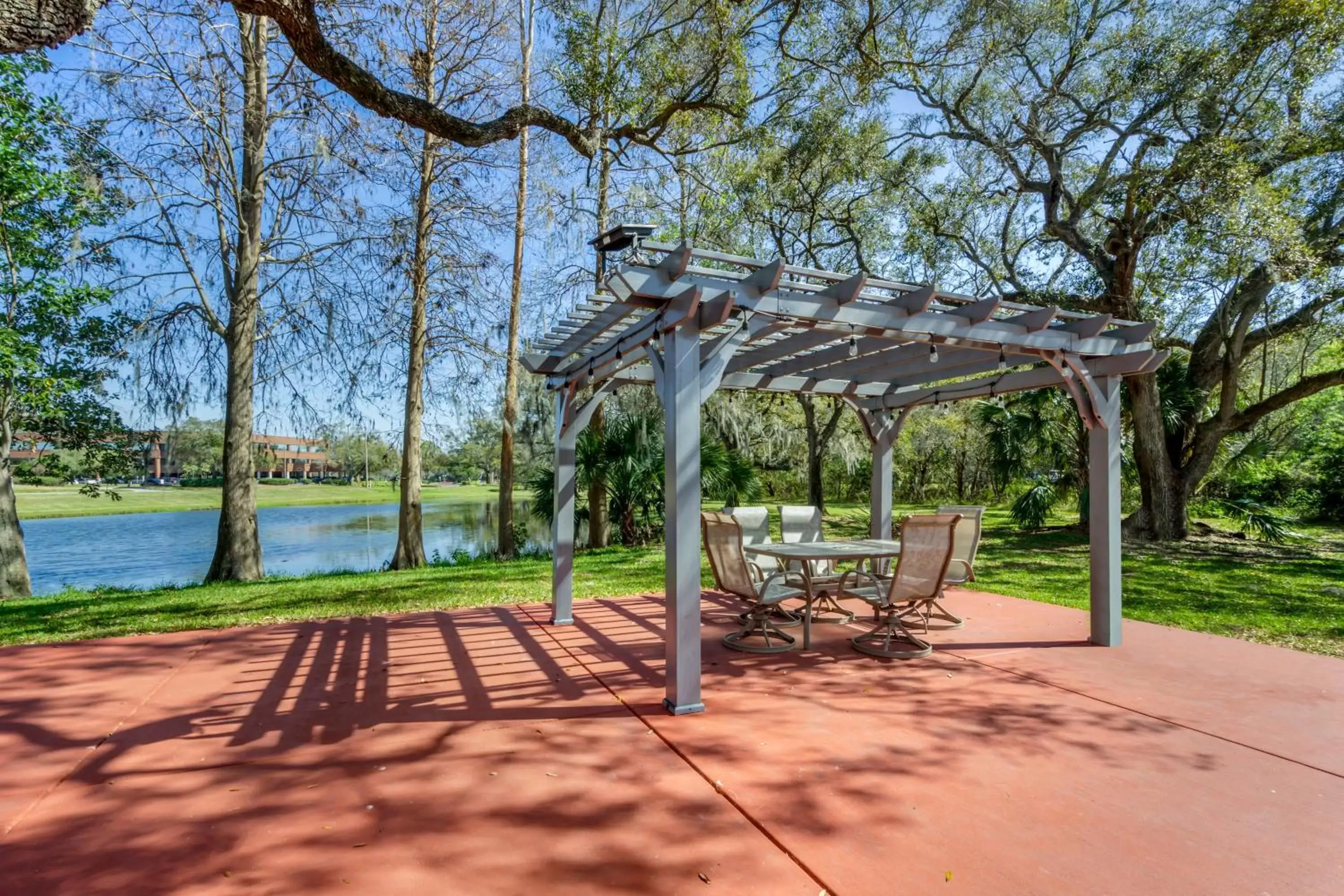 Patio in Clarion Pointe Tampa East near Fairgrounds and Casino