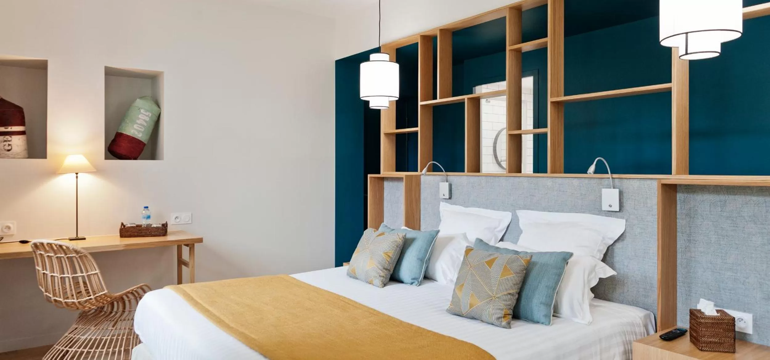 Bedroom, Bed in Hôtel Les Costans, The Originals Relais