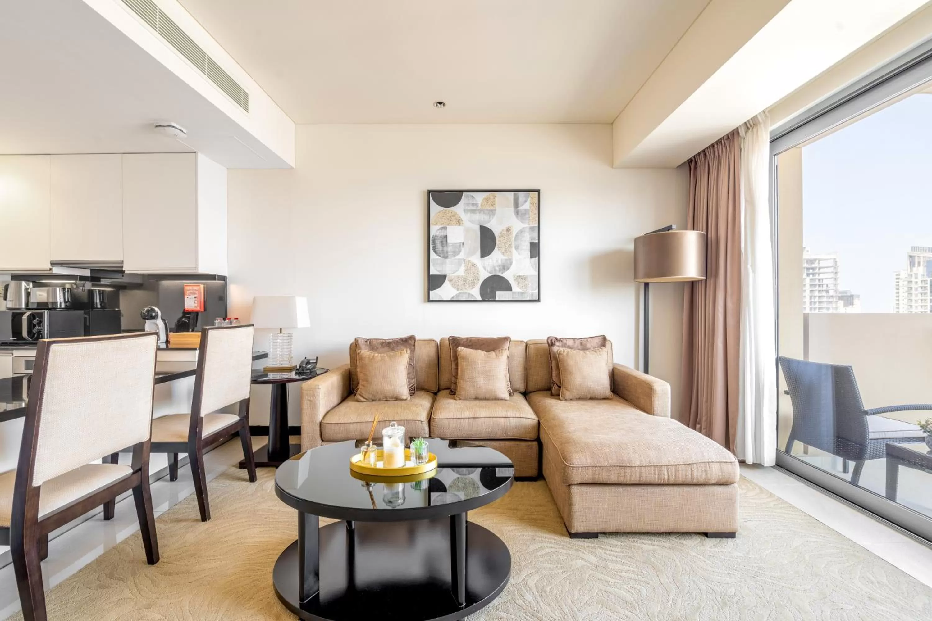 Living room in Emaar Residences Dubai Marina by Qstay - formerly Address Dubai Marina