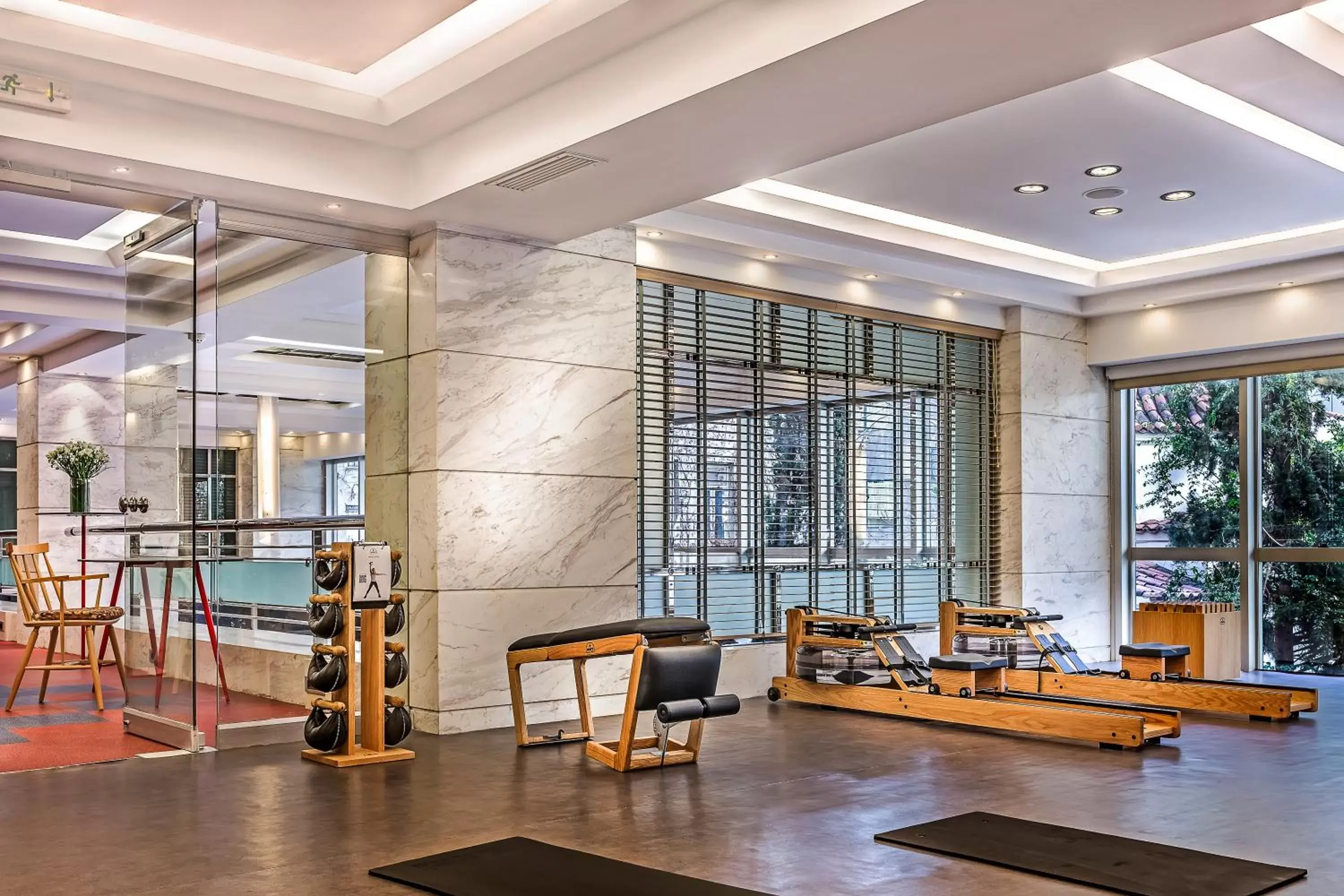 Fitness centre/facilities, Lobby/Reception in Airotel Alexandros