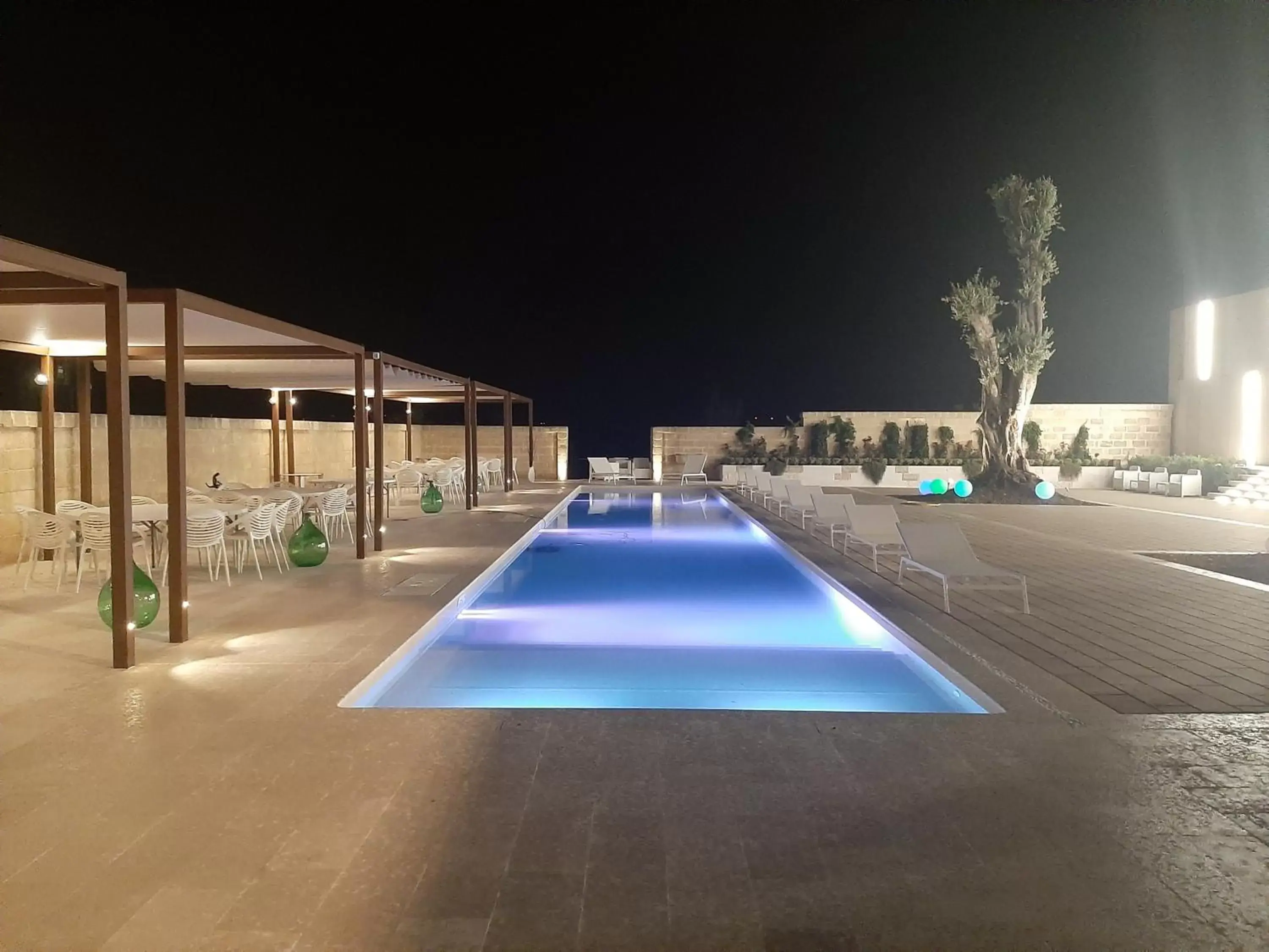 Night, Swimming Pool in Tenuta Danesi & Bubble Rooms