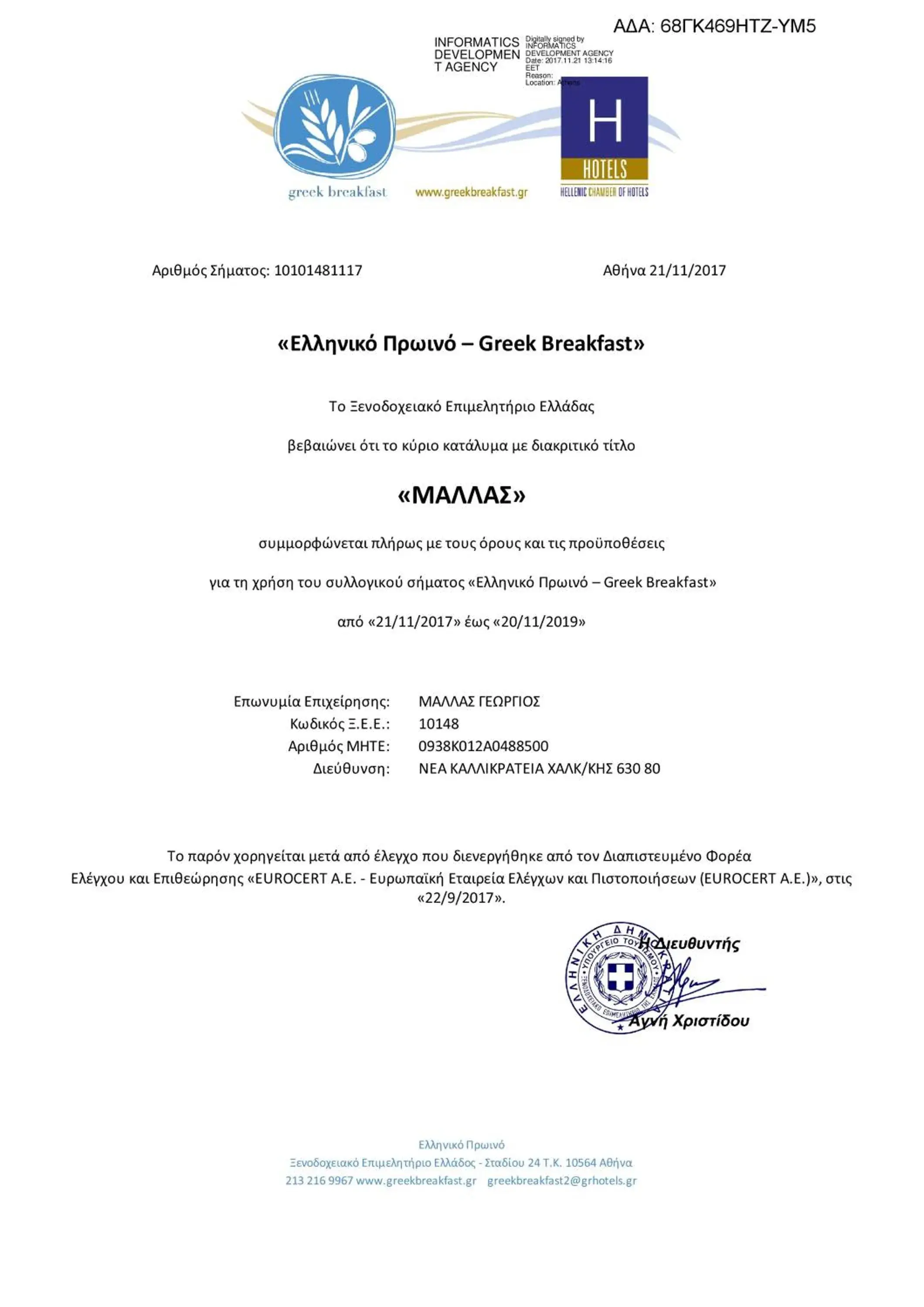 Certificate/Award in Hotel Mallas