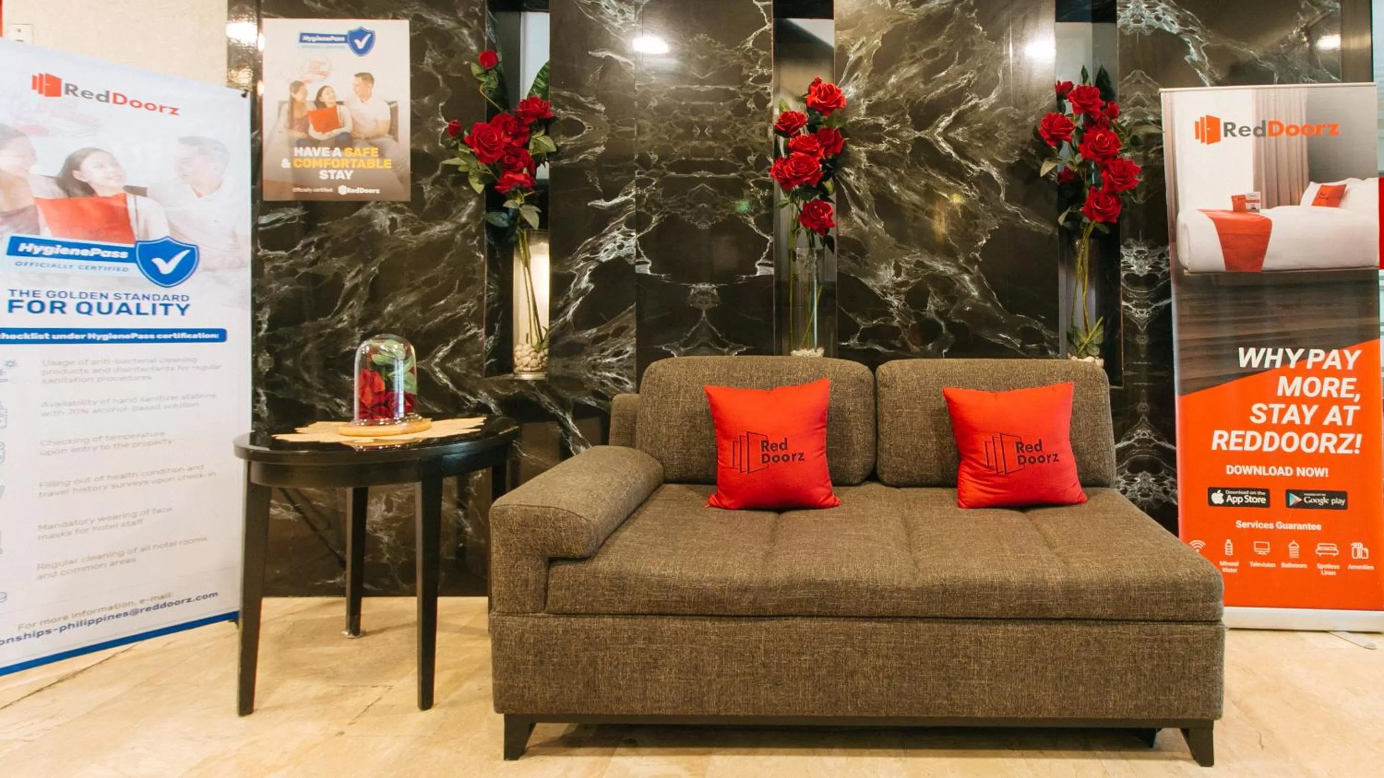 Seating area in RedDoorz Premium near Greenbelt Makati - Vaccinated Staff