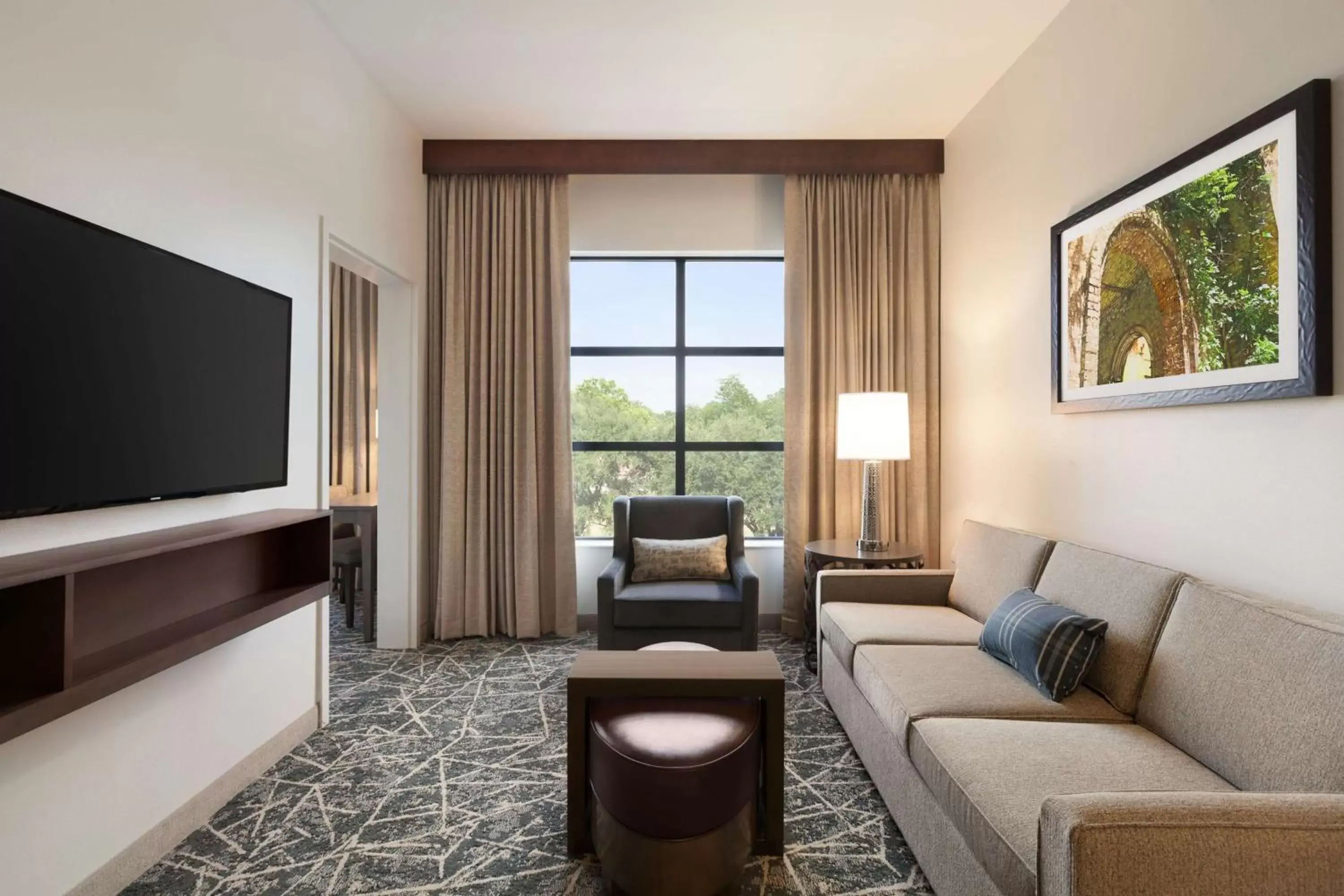 Bedroom, Seating Area in Embassy Suites San Antonio Brooks City Base Hotel & Spa