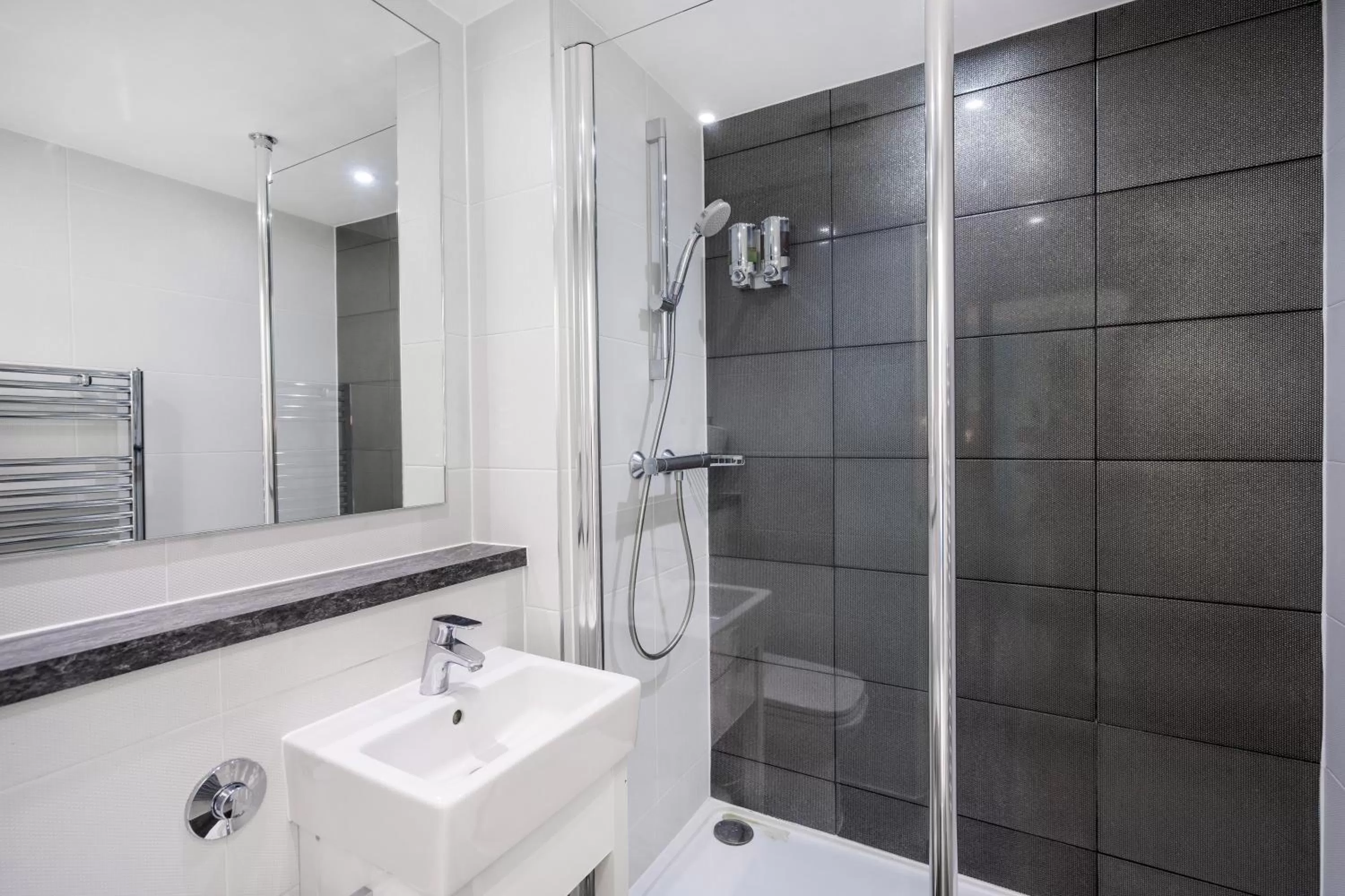 Shower in Bromley Court Hotel London
