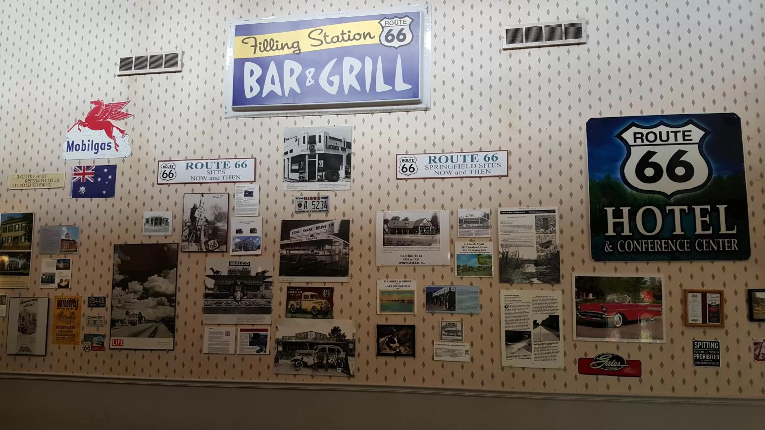 Decorative detail in Route 66 Hotel, Southern View, Illinois