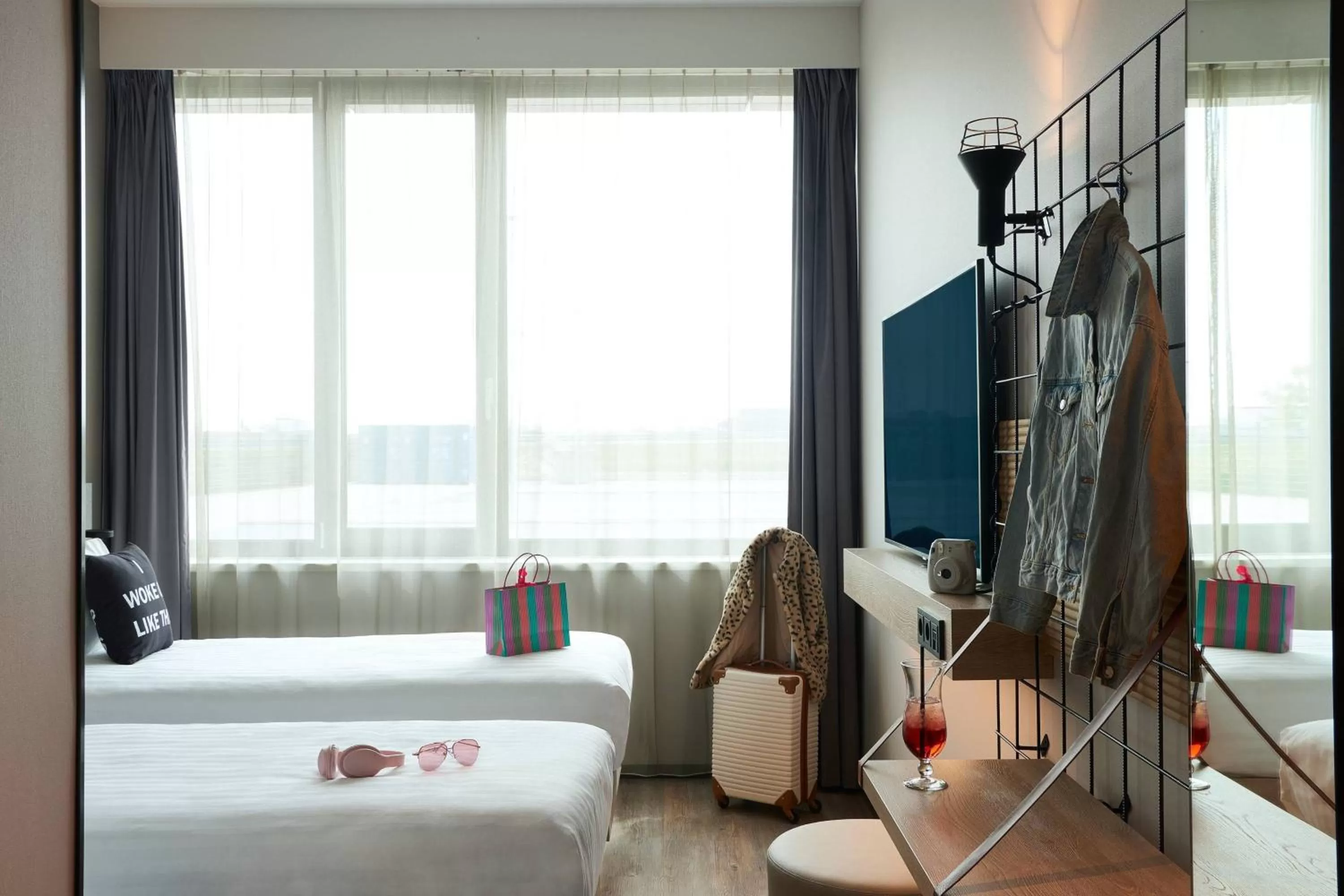 Photo of the whole room, Bed in Moxy Amsterdam Schiphol Airport