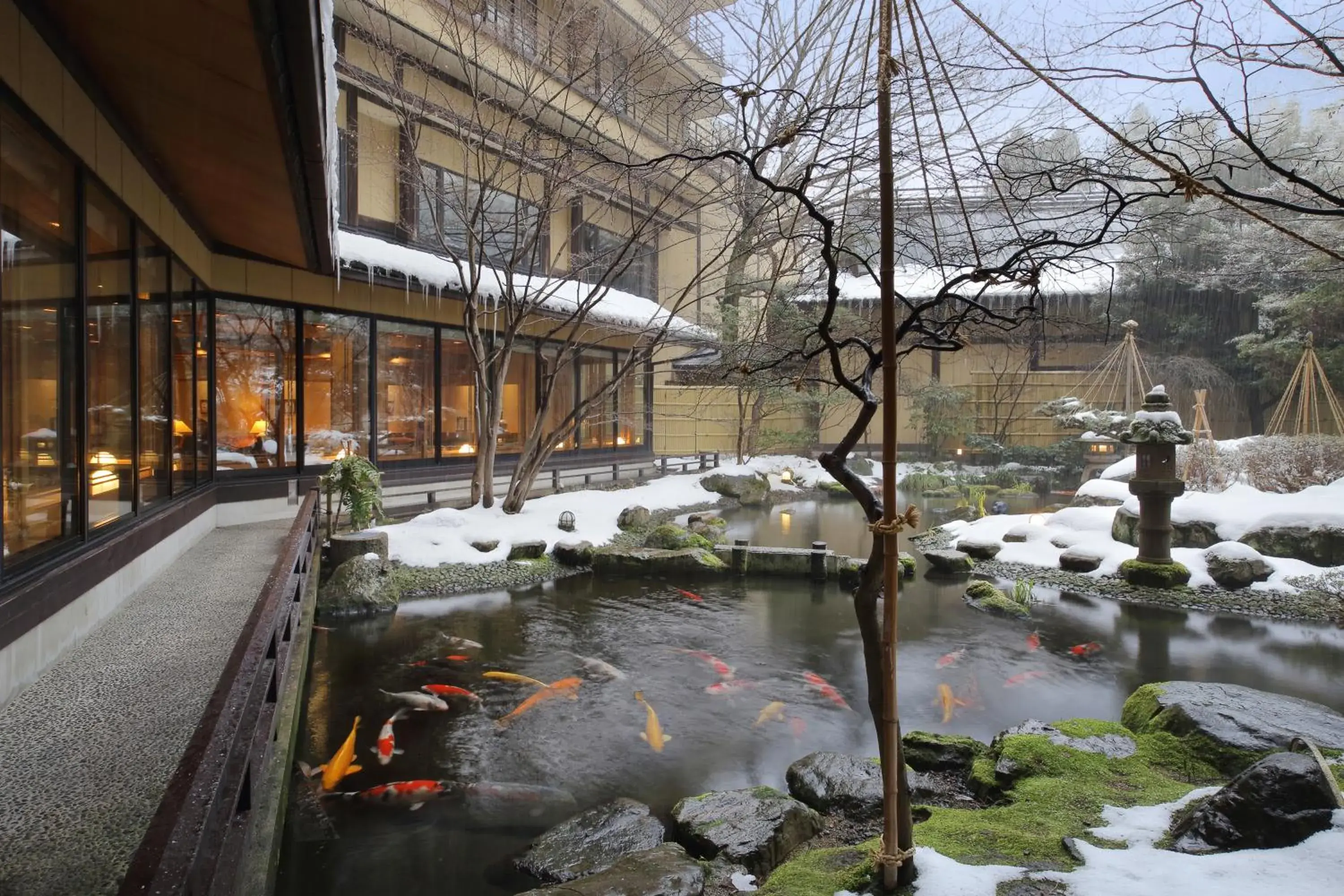 Property building, Winter in Ryokan Tachibanaya