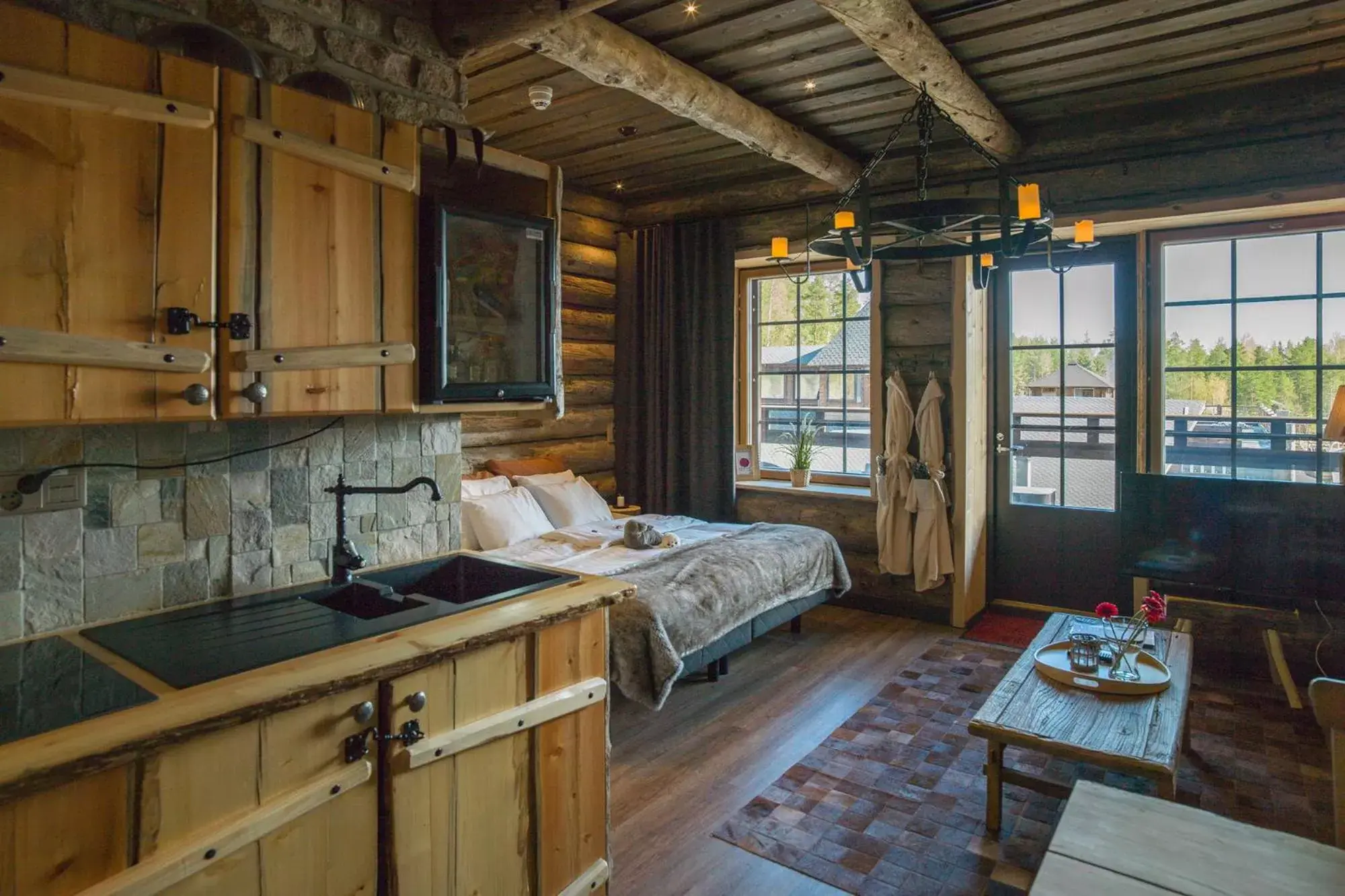 Balcony/Terrace, Bed in Hotel & Spa Resort Järvisydän Balcony/Terrace, Bed in Hotel & Spa Resort Järvisydän