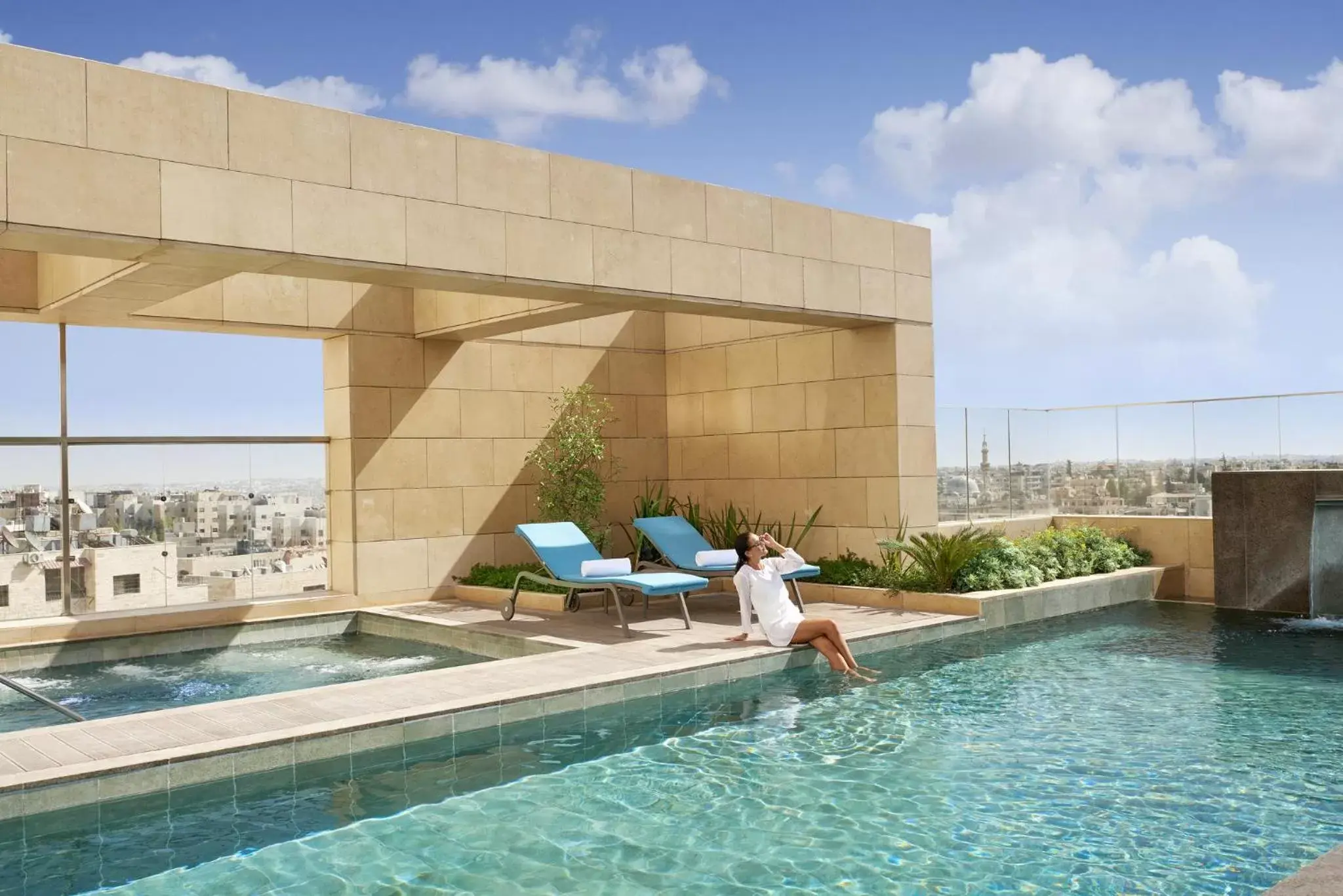 Patio, Swimming Pool in Fairmont Amman