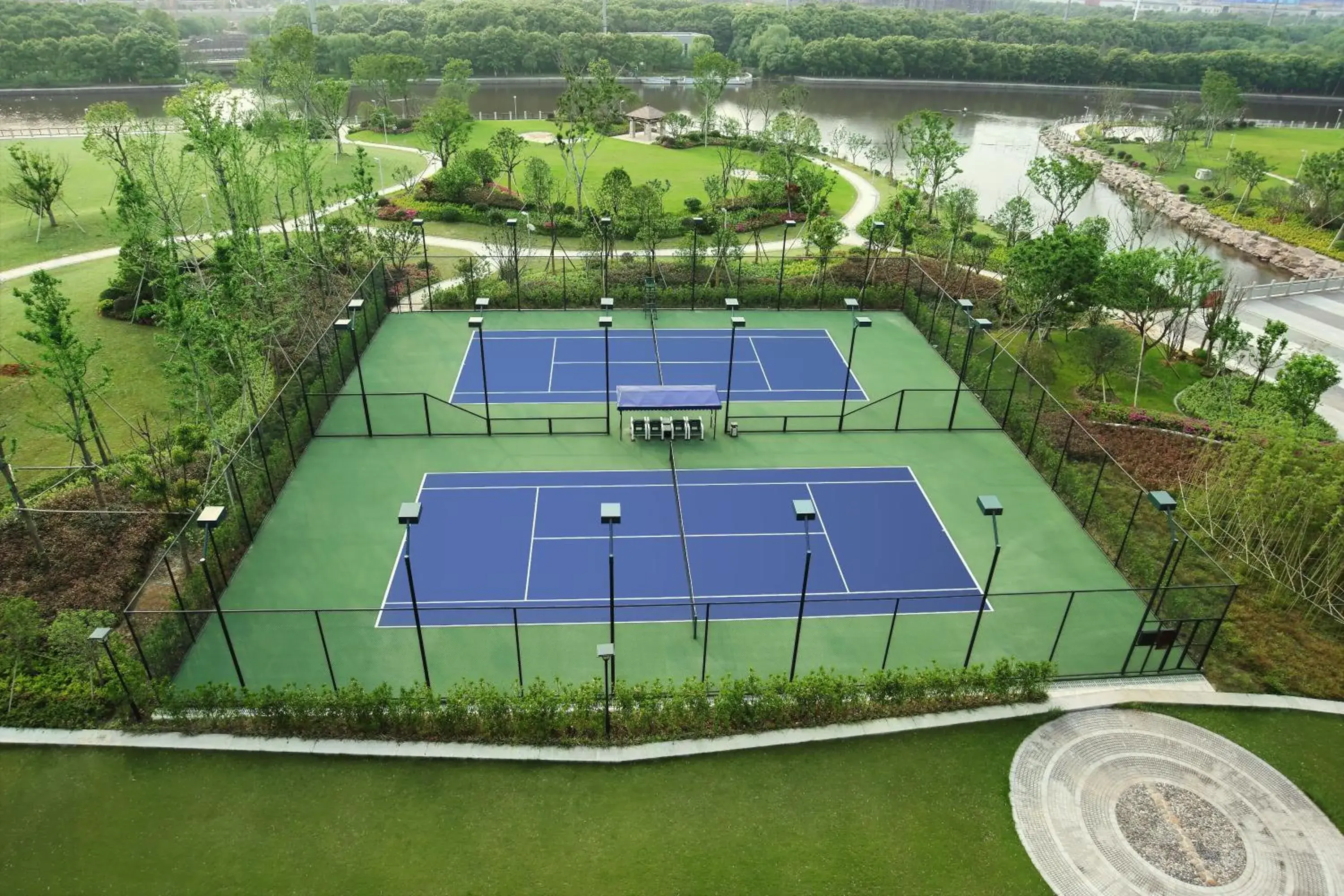 Tennis court, Pool View in Pan Pacific Ningbo