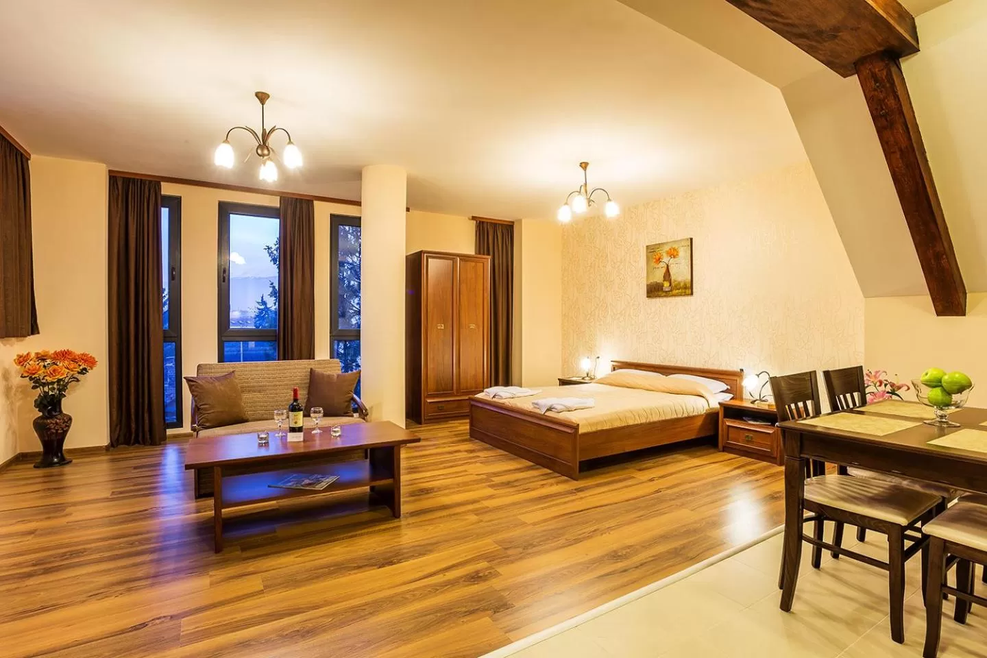 Dining area, Bed in Apart Hotel Rosen