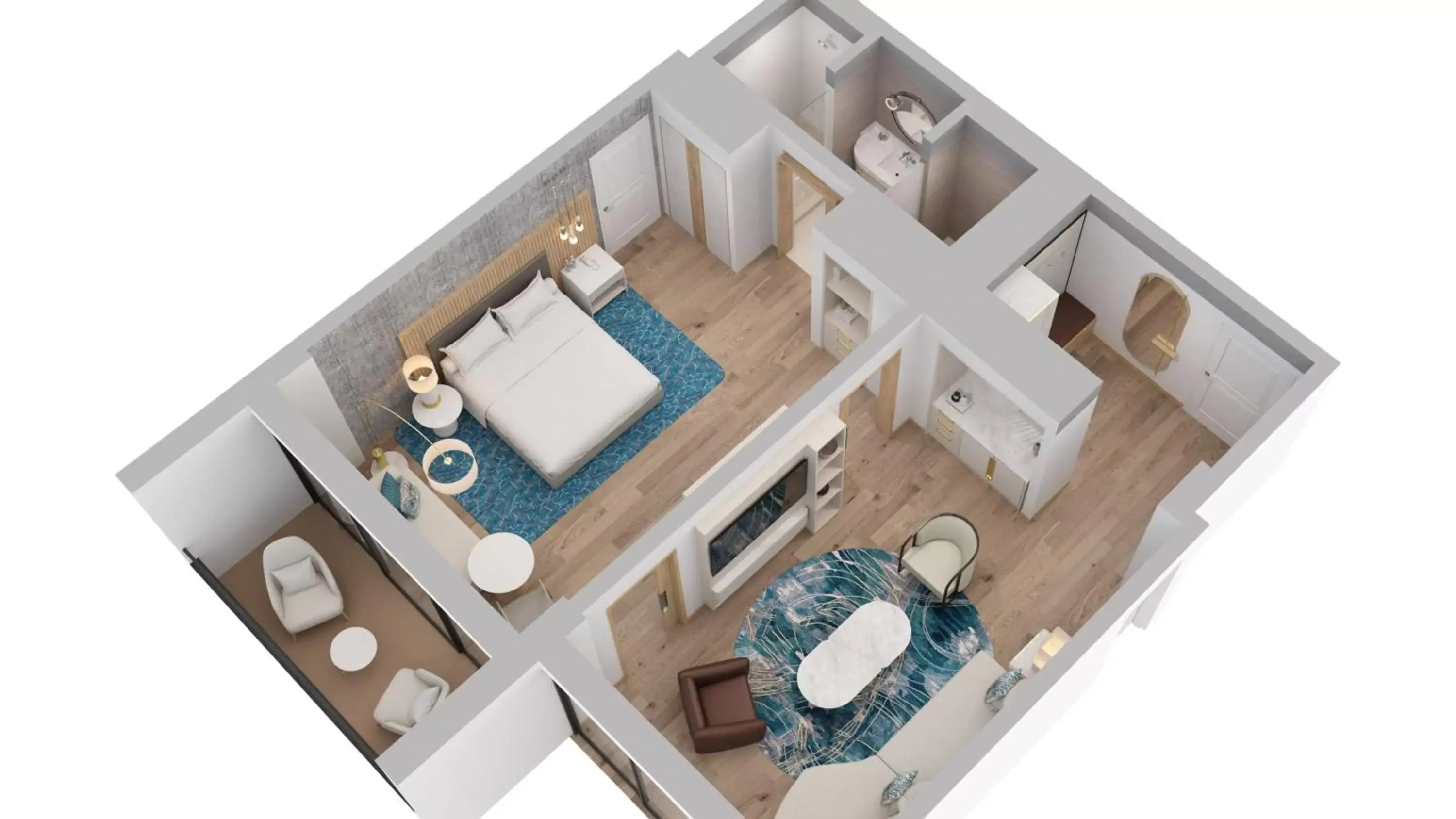 Bedroom, Floor Plan in VEA Newport Beach, a Marriott Resort & Spa