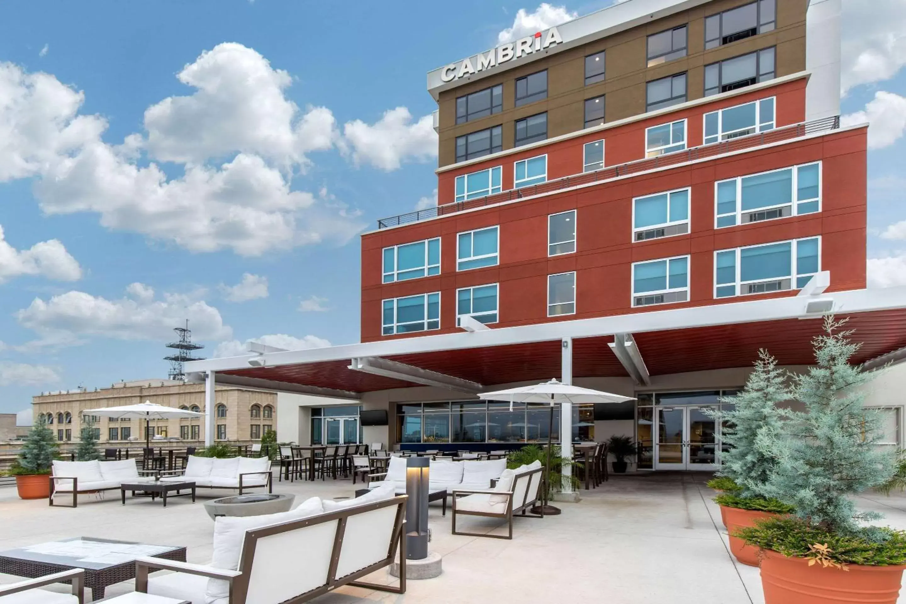 Patio, Property Building in Cambria Hotel Downtown Asheville