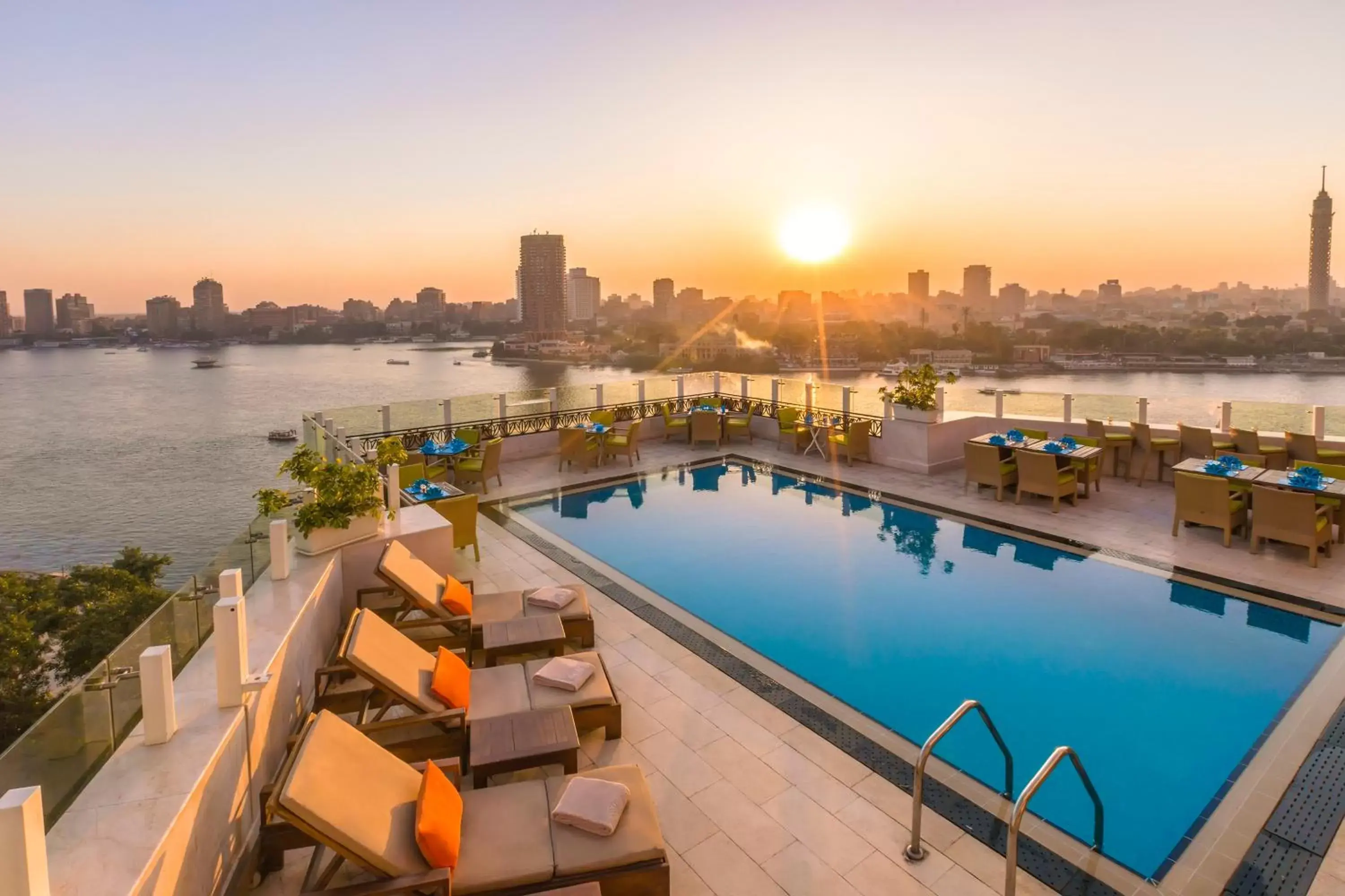 River view, Swimming Pool in Kempinski Nile Hotel, Cairo