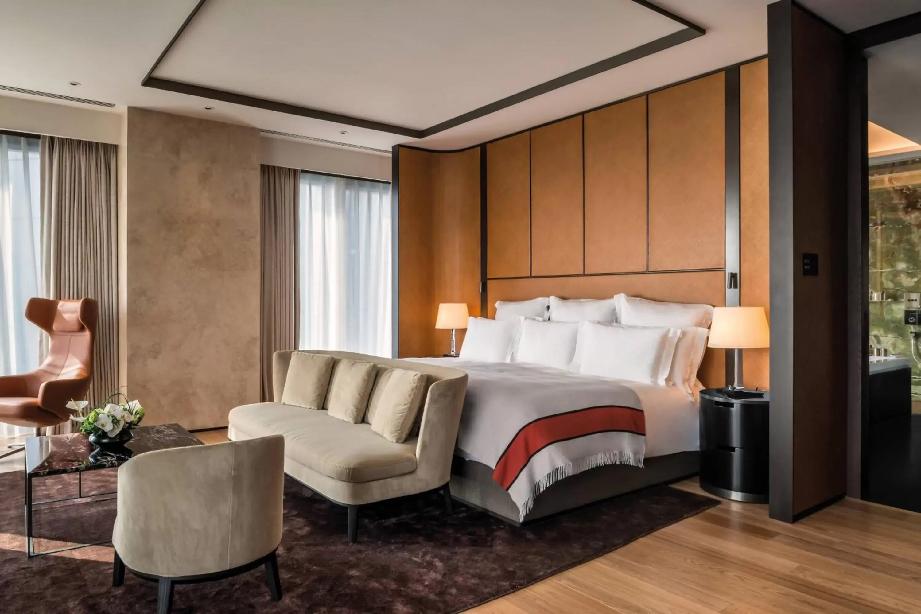 Bedroom, Bed in Bulgari Hotel, Beijing
