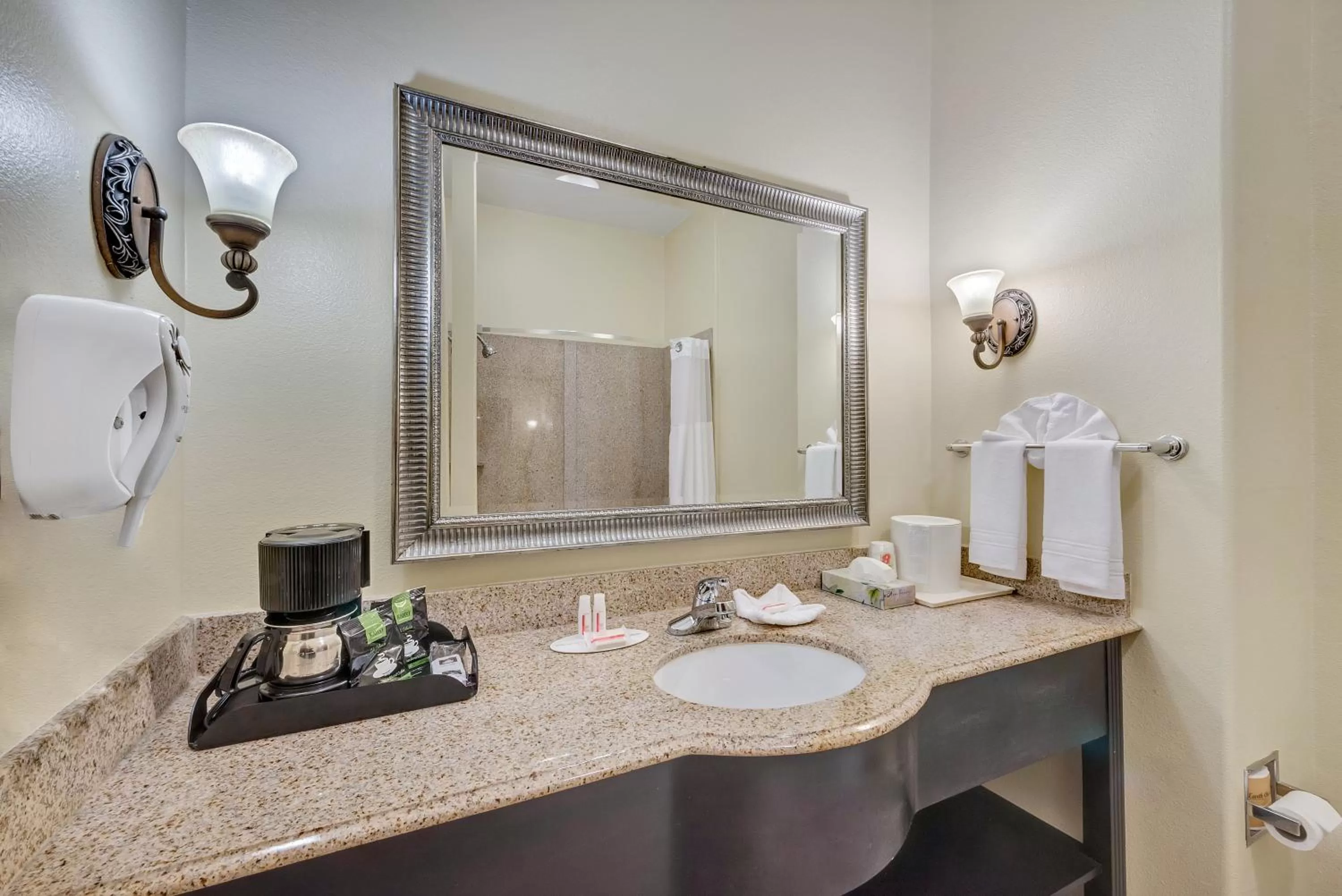 Bathroom in Super 8 by Wyndham Hidalgo at La Plaza Mall & Mcallen Airport
