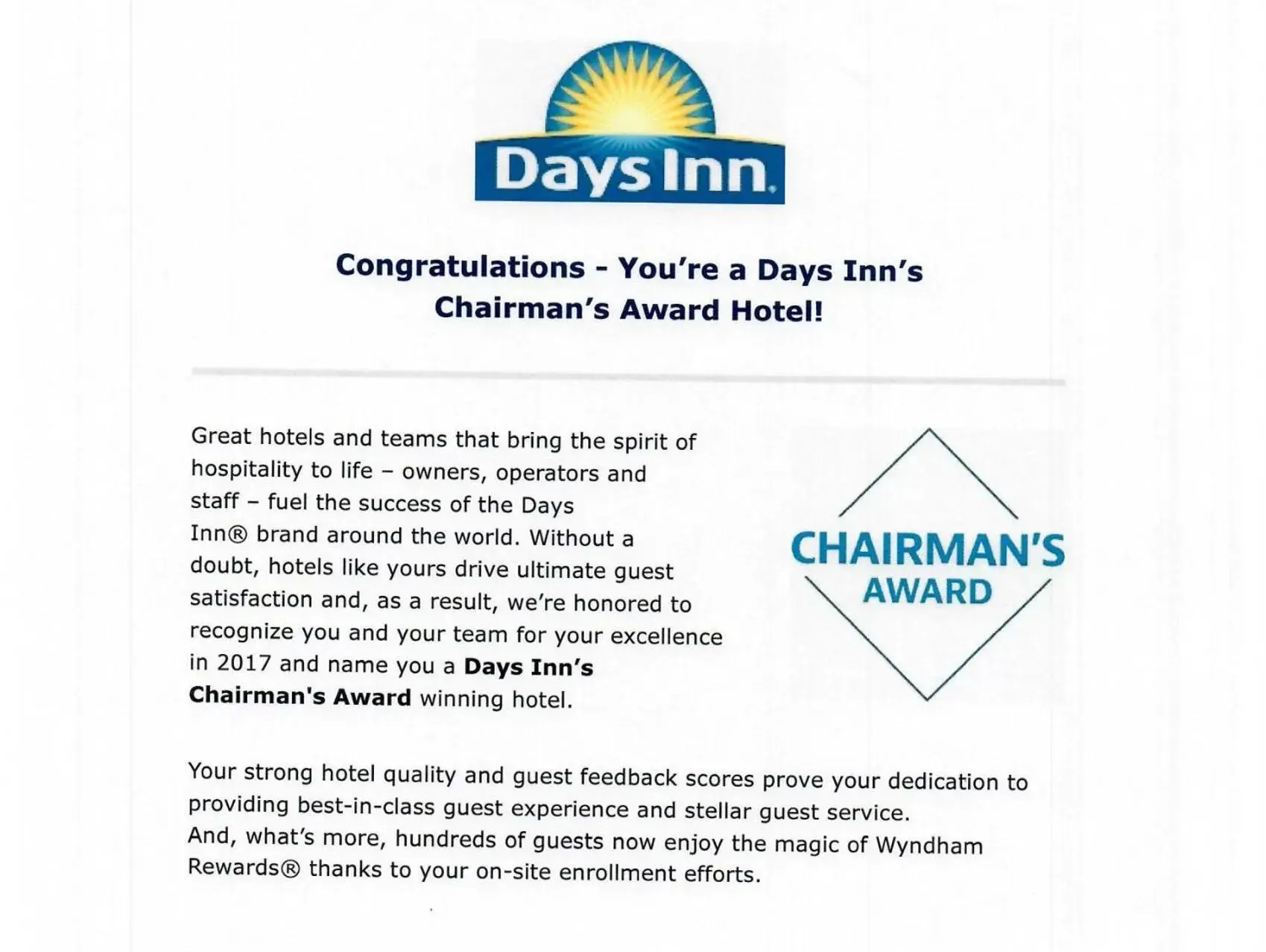 Certificate/Award in Days Inn by Wyndham Manitou Springs