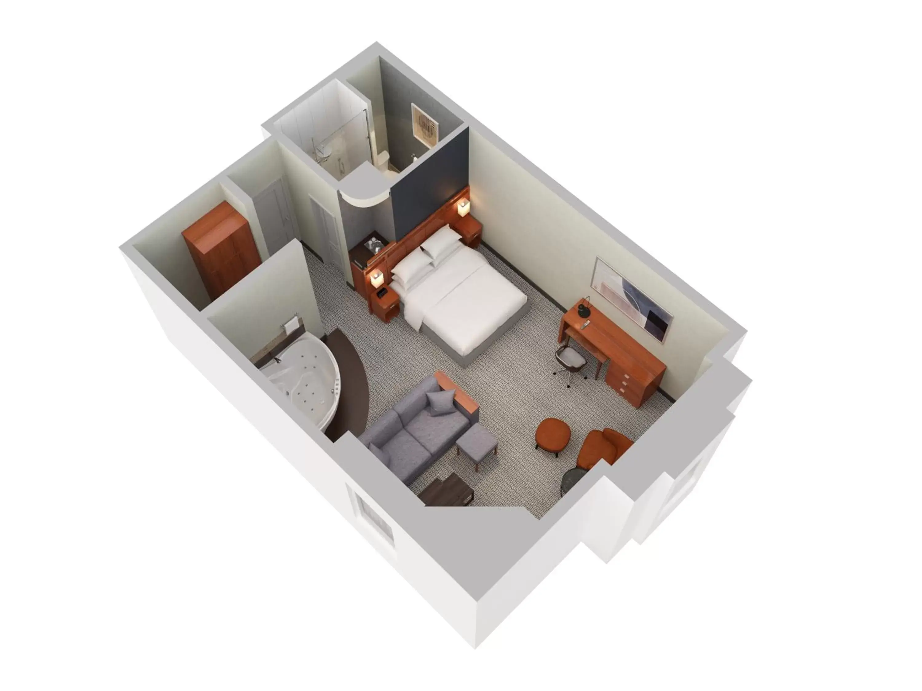 Bed, Floor Plan in Courtyard by Marriott Waterloo St. Jacobs