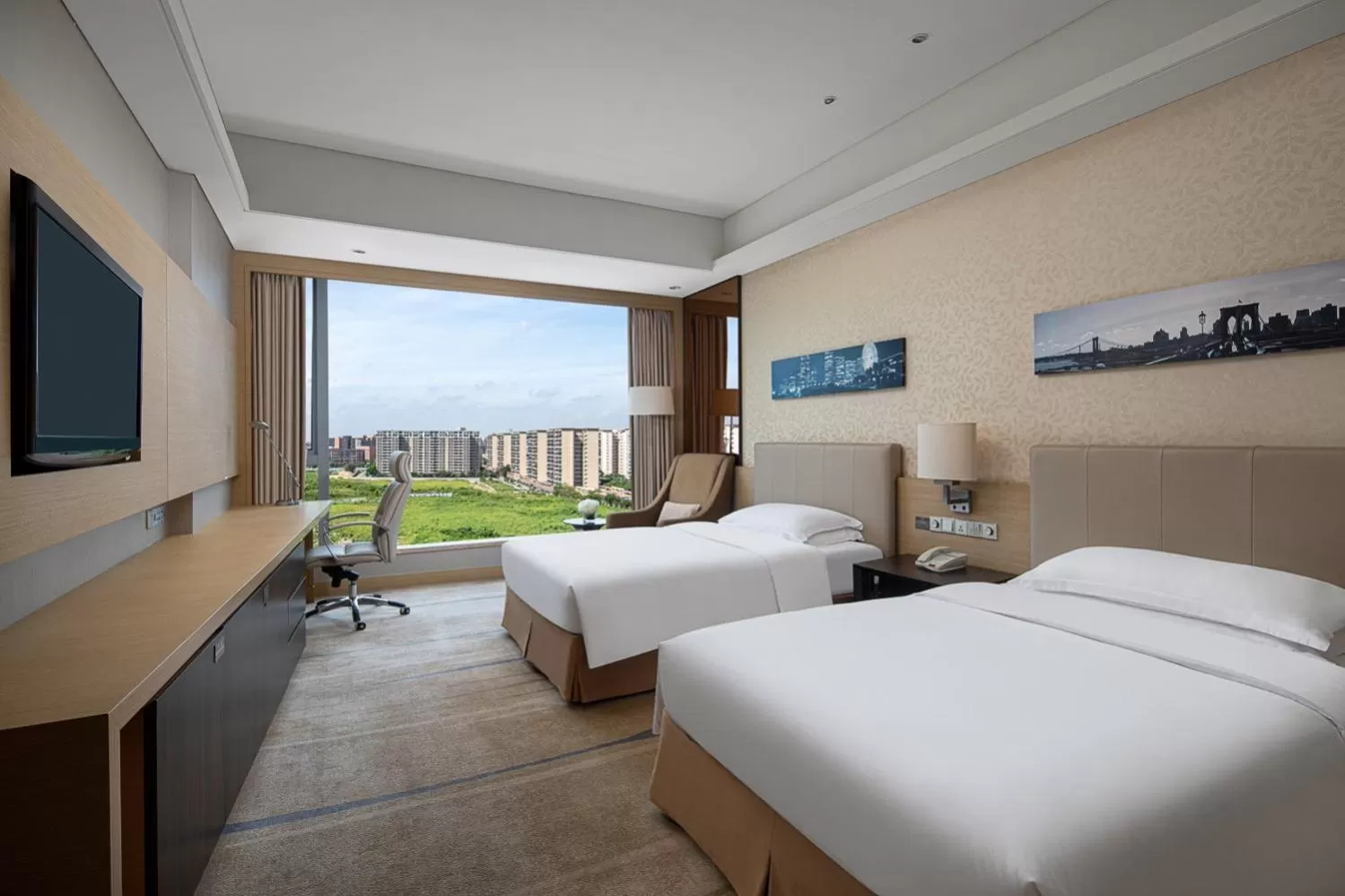 Photo of the whole room, Bed in Crowne Plaza Guangzhou Huadu by IHG - Free Shuttle bus between hotel to Exhibition Center During Canton Fair