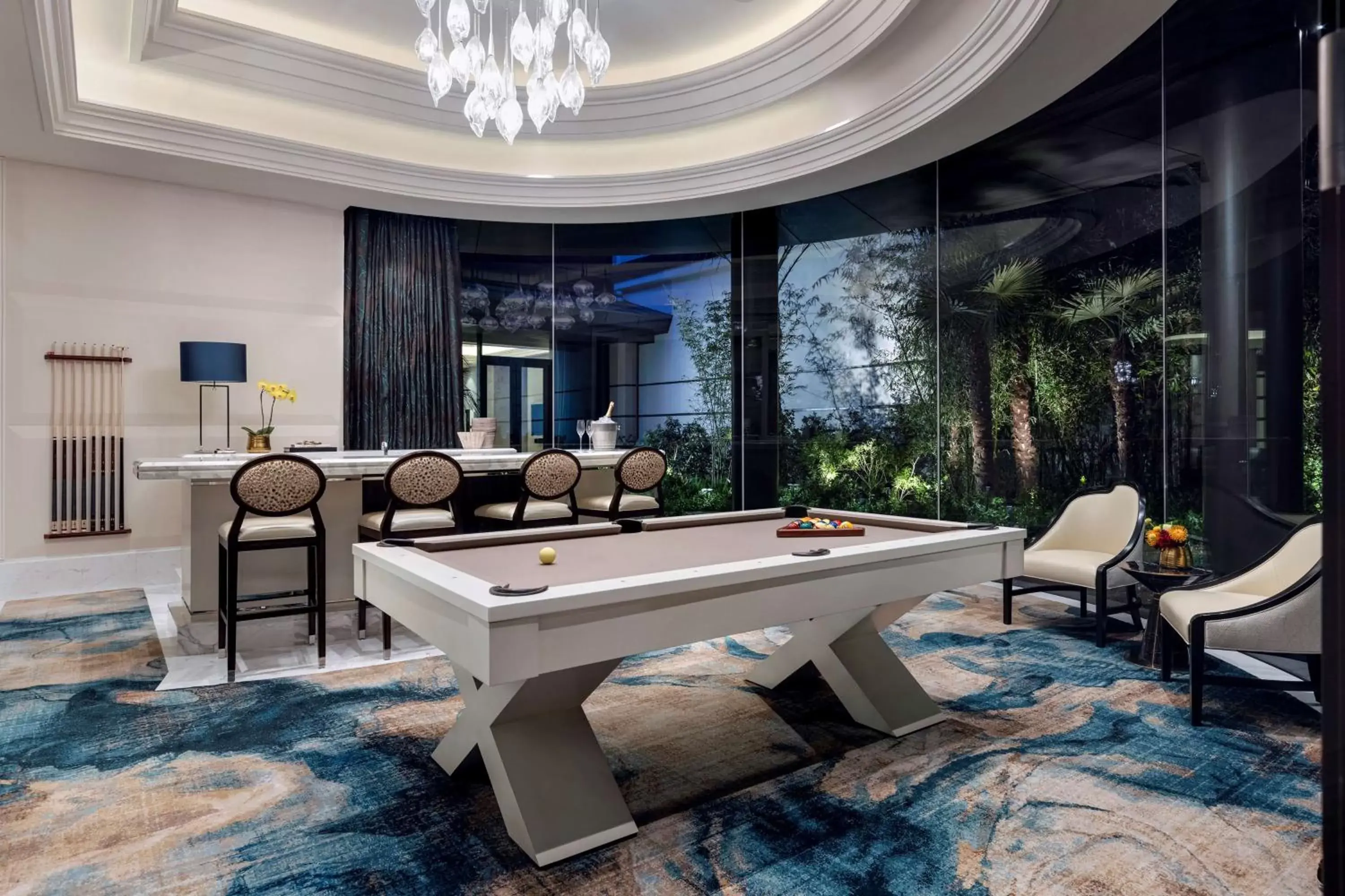 Living room, Billiards in Crockfords Las Vegas, LXR Hotels & Resorts at Resorts World