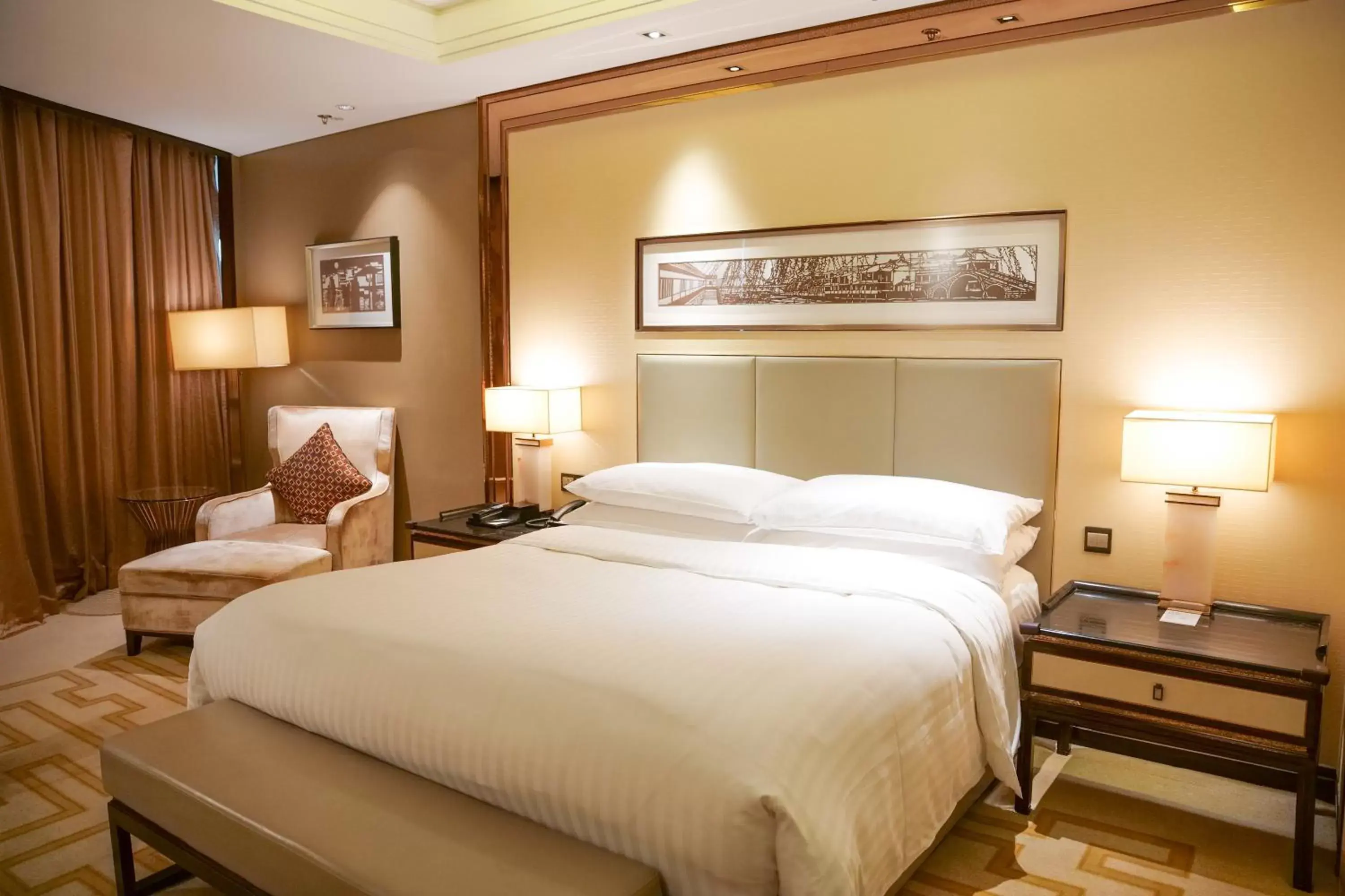 Bed in Changzhou Marriott Hotel
