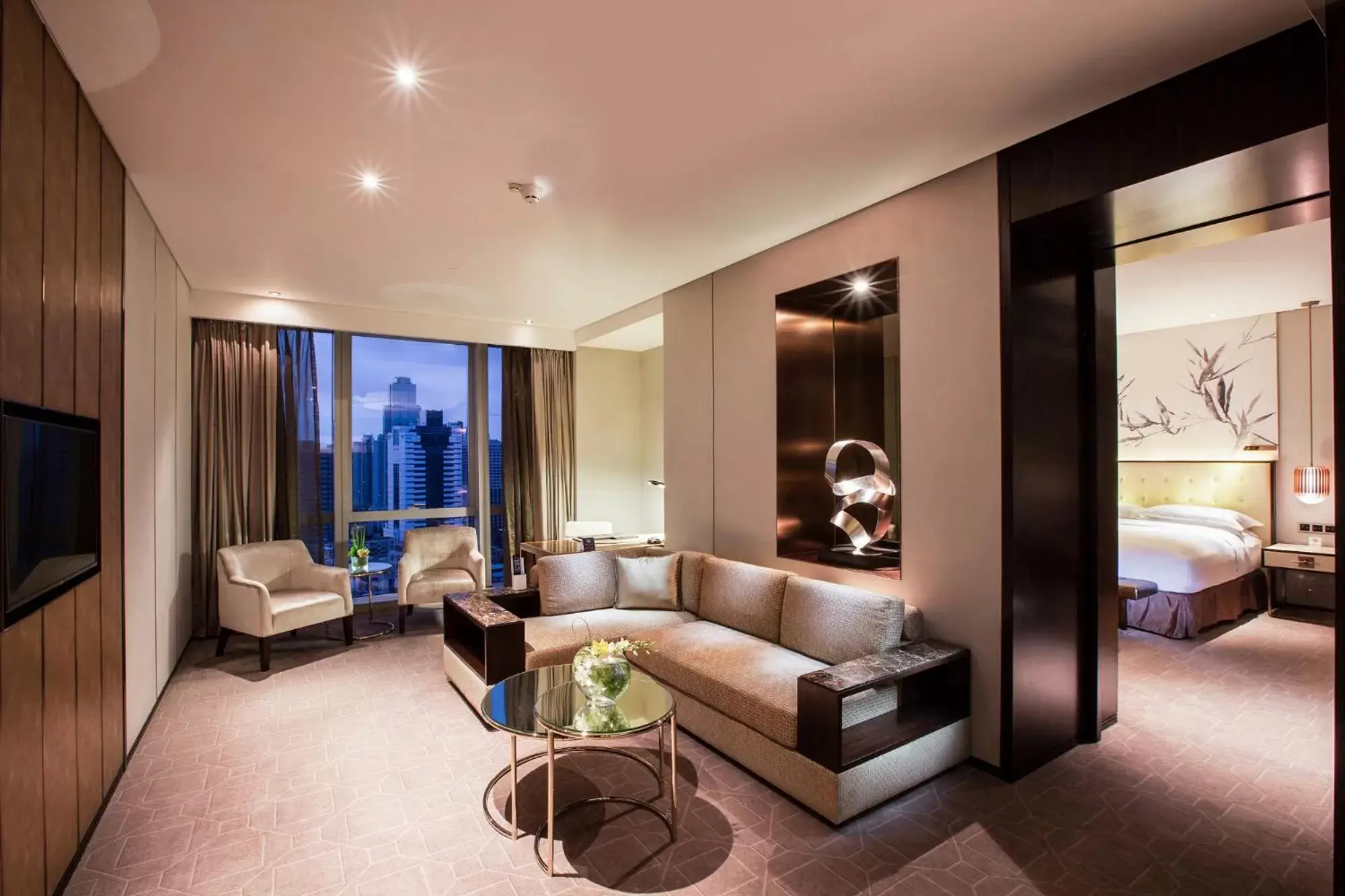 Living room, Seating Area in Hilton Shenzhen Futian, Metro Station at Hotel Front Door, Close to Futian Convention & Exhibition Center