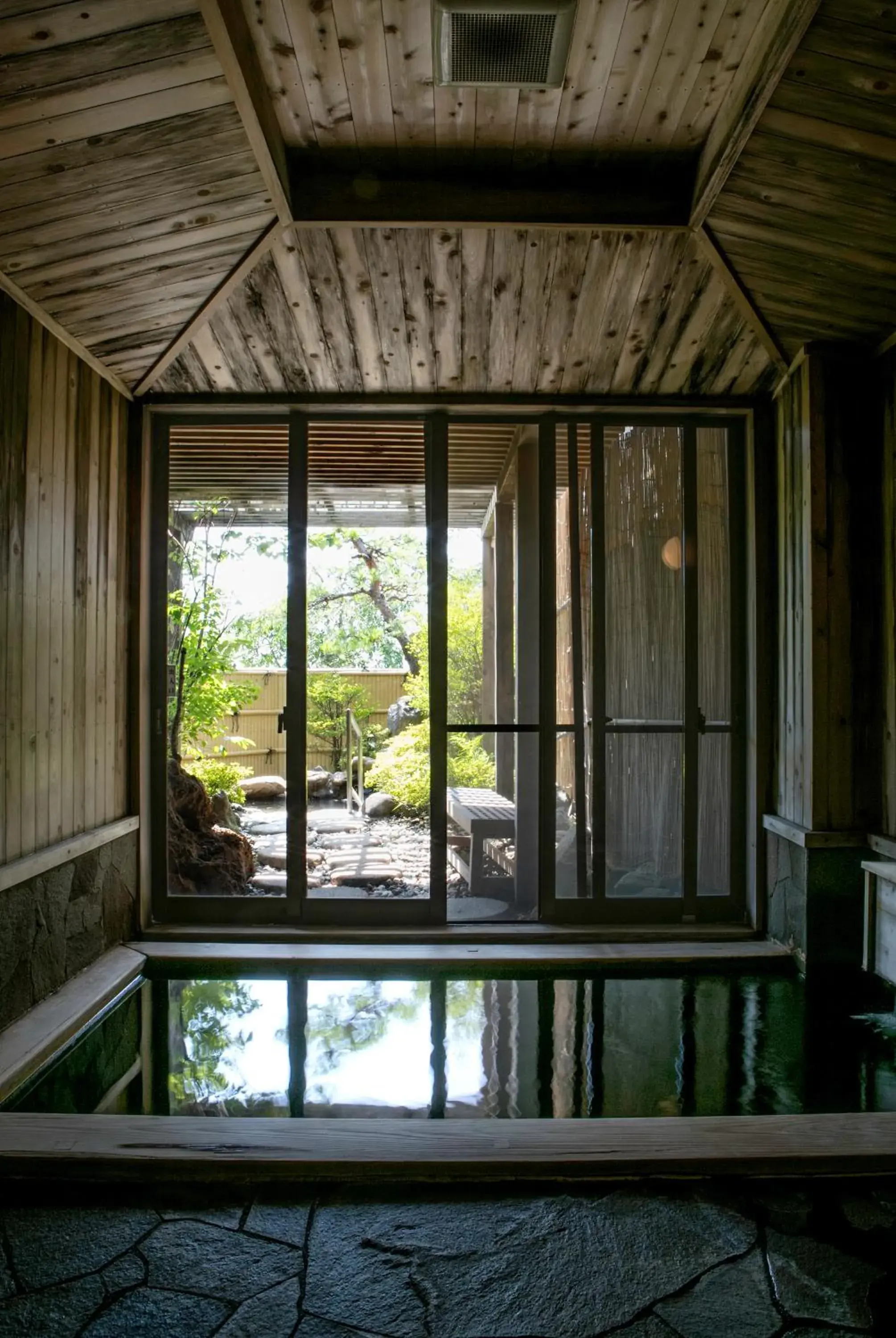 Hot Spring Bath, Garden View in Ryokan Warabino