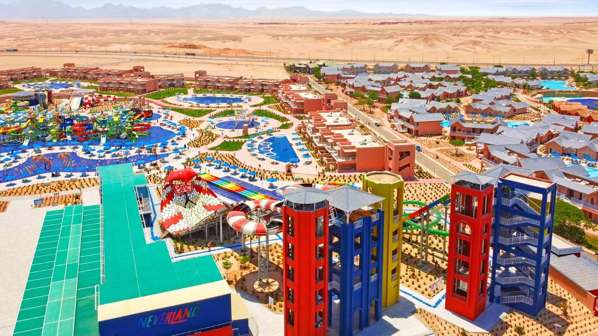Bird's eye view in Neverland City Hurghada - Pickalbatros